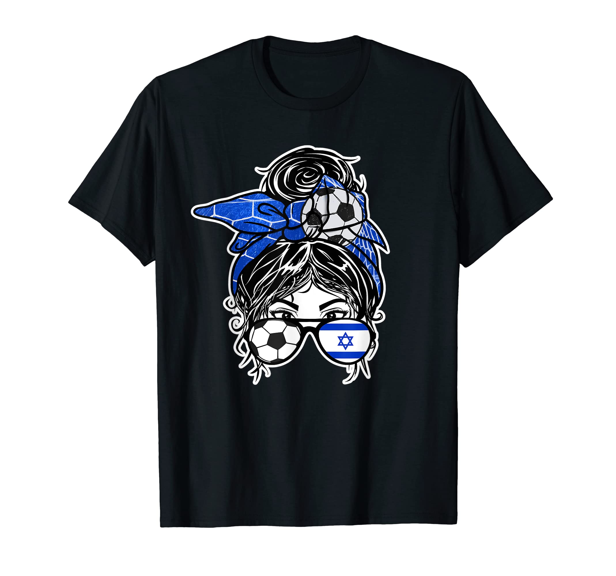 Messy Bun Hair Israeli Soccer Israel T-Shirt - Trendy Graphic for Adults - T-Shirt, Sweatshirt, Hoodie