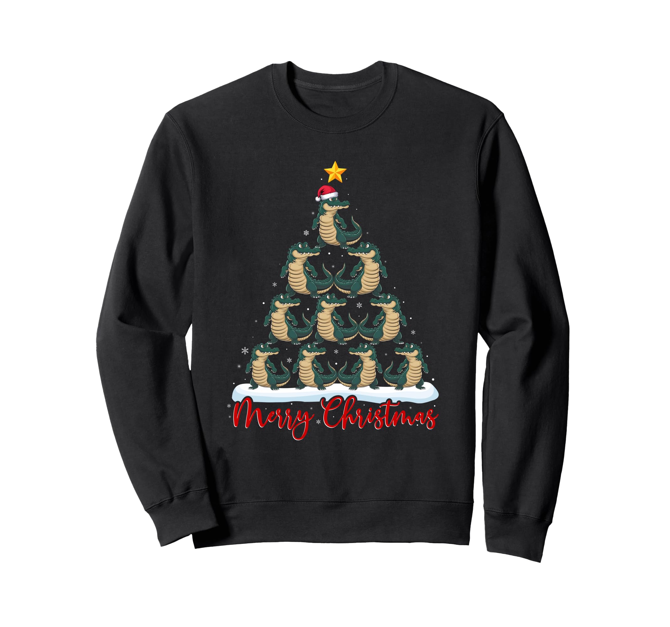 Santa Hat Ugly Funny Alligator Sweatshirt - Casual Everyday Wear Men Women - T-Shirt, Sweatshirt, Hoodie
