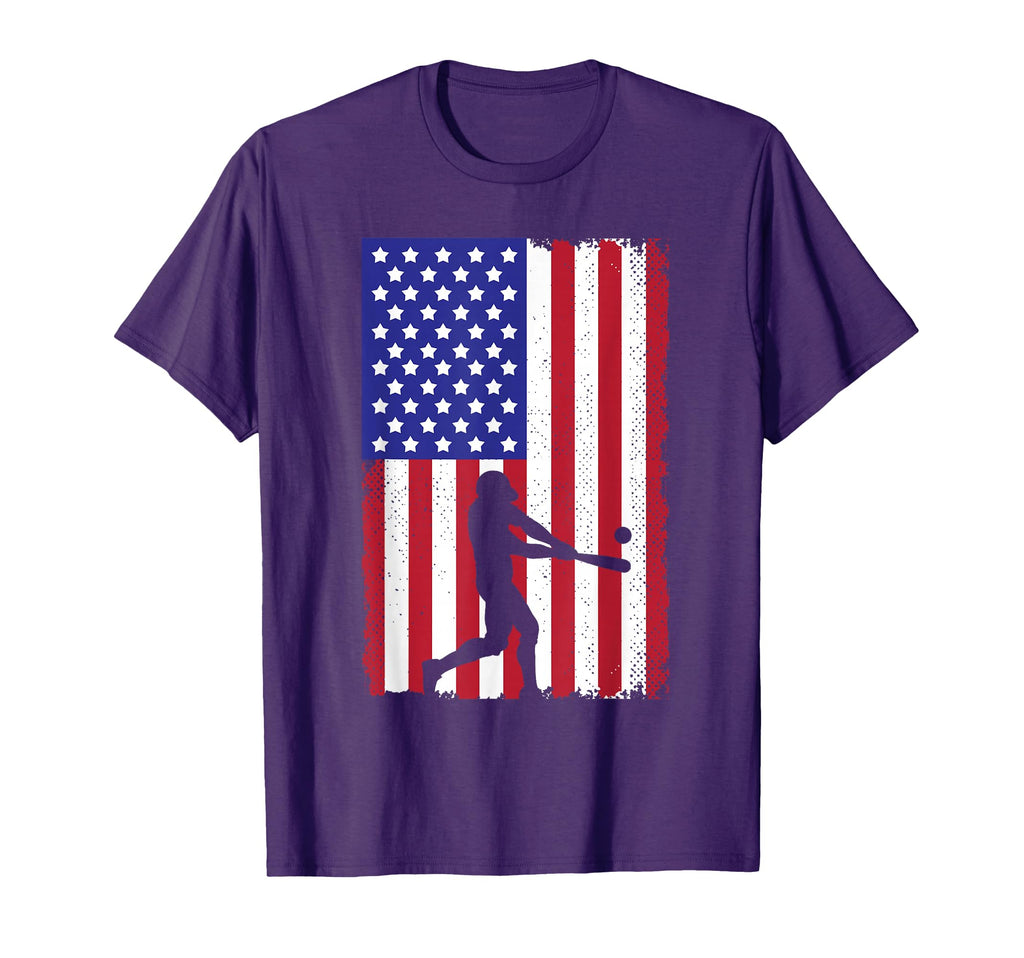 Baseball Usa Player Us American Flag T-Shirt - Custom Art Print Men Women - T-Shirt, Sweatshirt, Hoodie
