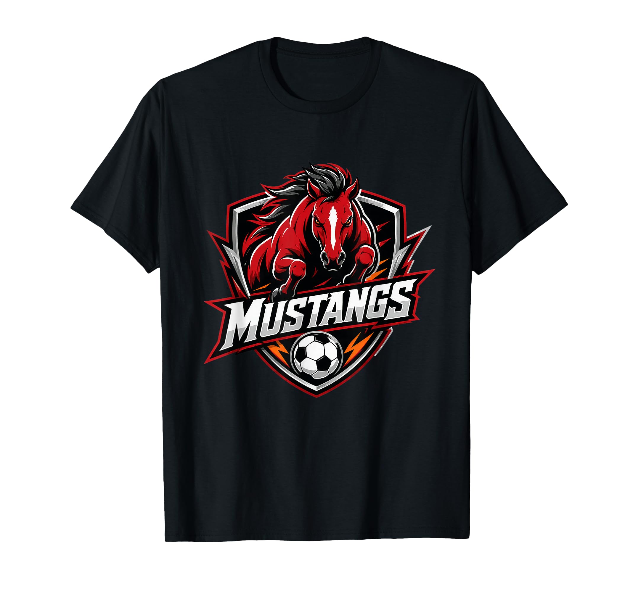 Mustangs Soccer T-Shirt - Unique Graphic for Adults - T-Shirt, Sweatshirt, Hoodie