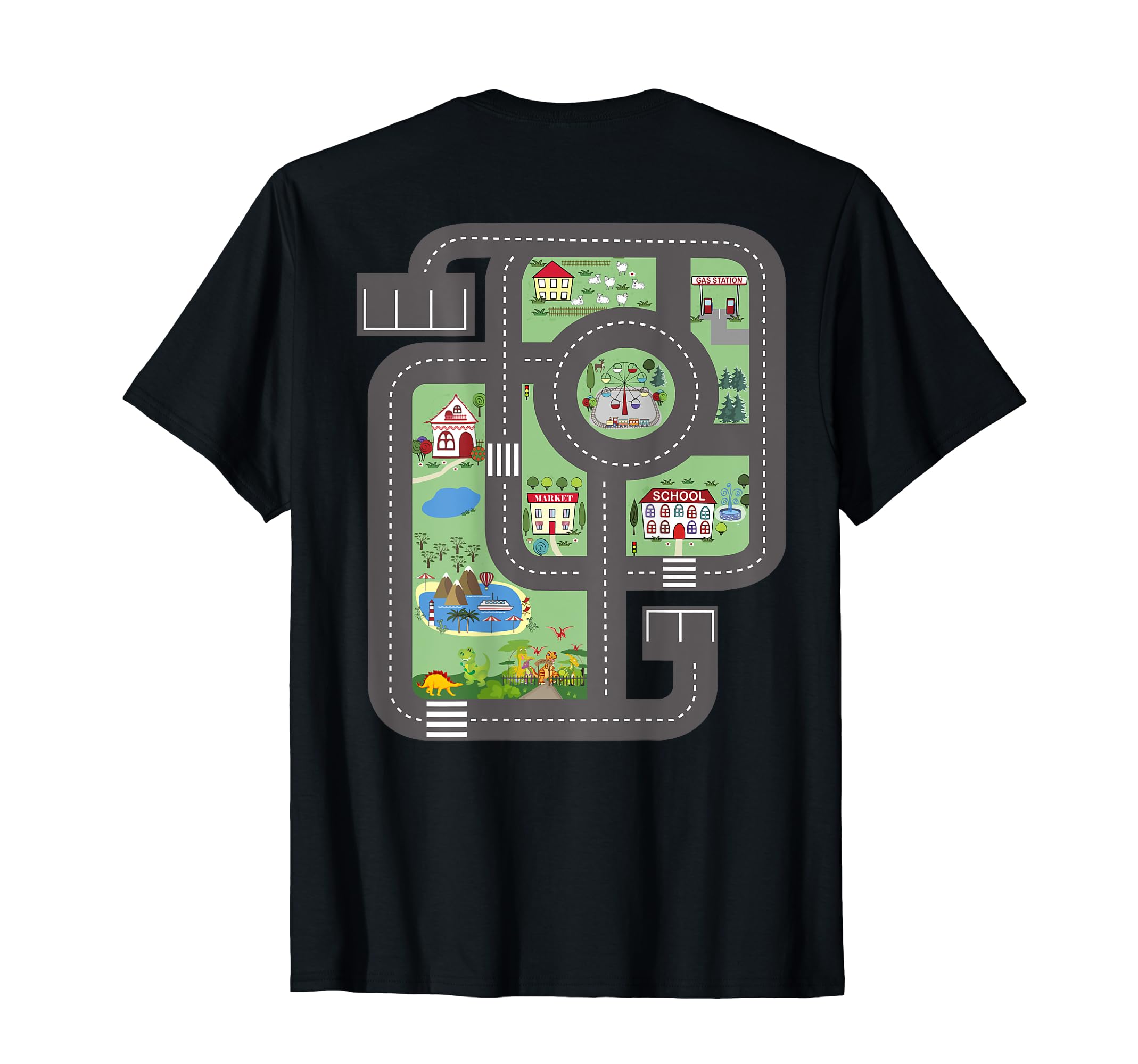 Play Mat Race Car Track Dad Dinosaurs T-Shirt - Graphic Print Men Women - T-Shirt, Sweatshirt, Hoodie