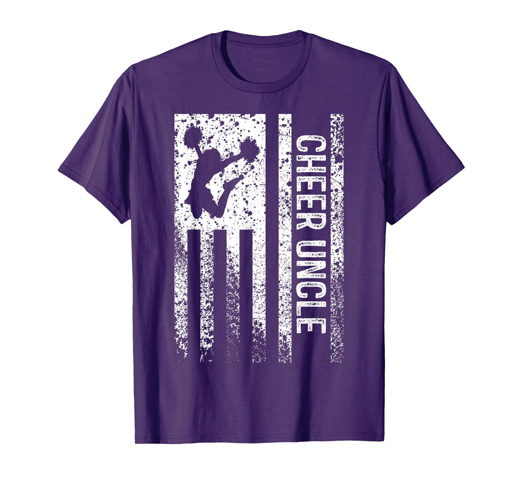Cheer Uncle American Flag Cheerleader T-Shirt - Graphic Print for Adults - T-Shirt, Sweatshirt, Hoodie