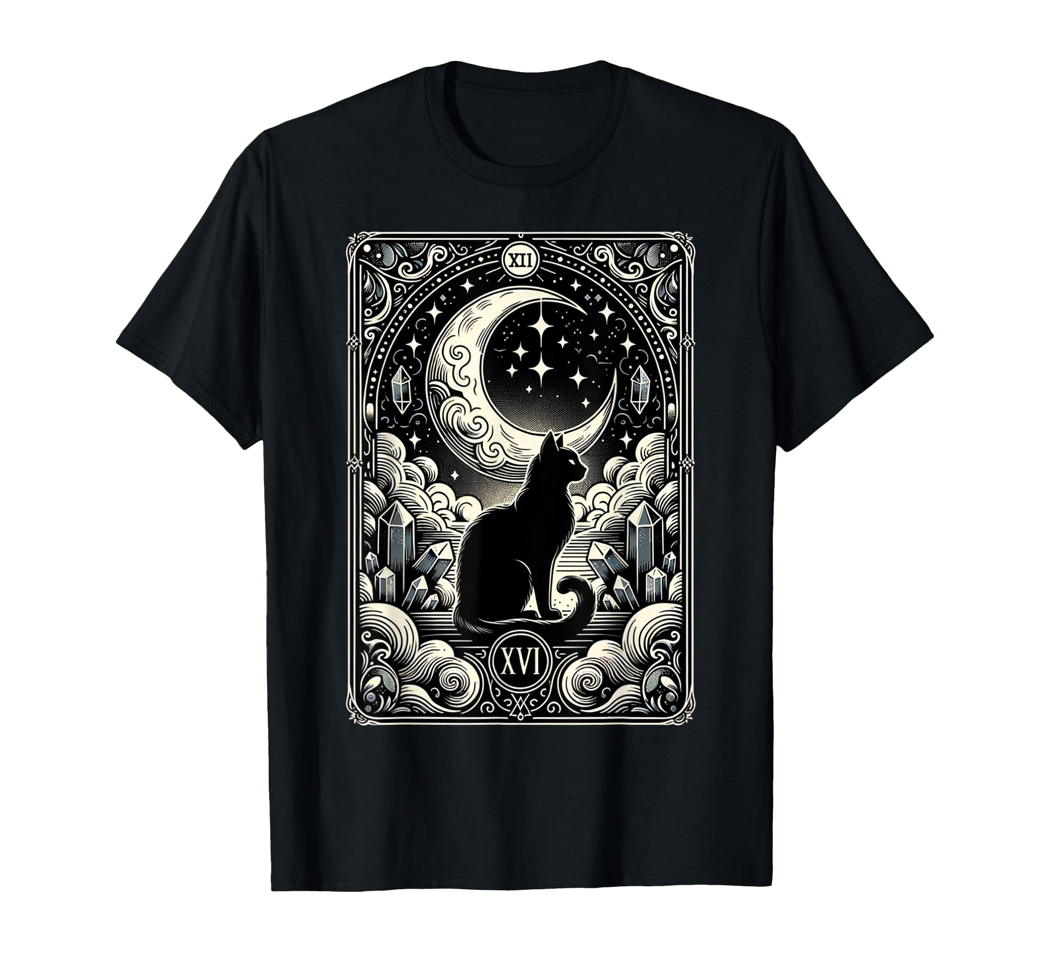 Magical Tarot Card Black Cat And T-Shirt - Aesthetic Graphic Unisex - T-Shirt, Sweatshirt, Hoodie
