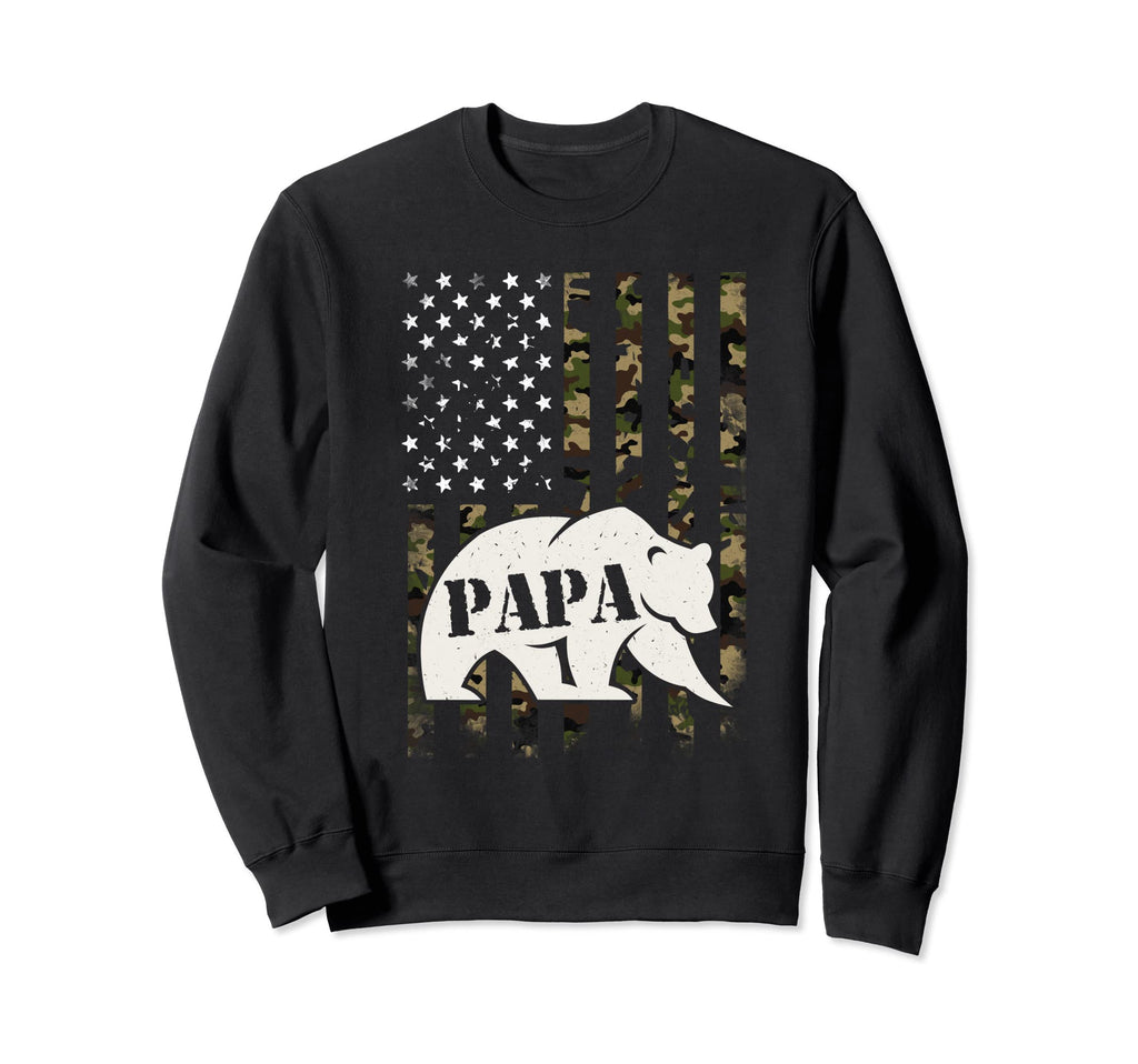 Mens Papa Bear Camouflage Usa American Sweatshirt - Novelty Apparel Unisex - T-Shirt, Sweatshirt, Hoodie