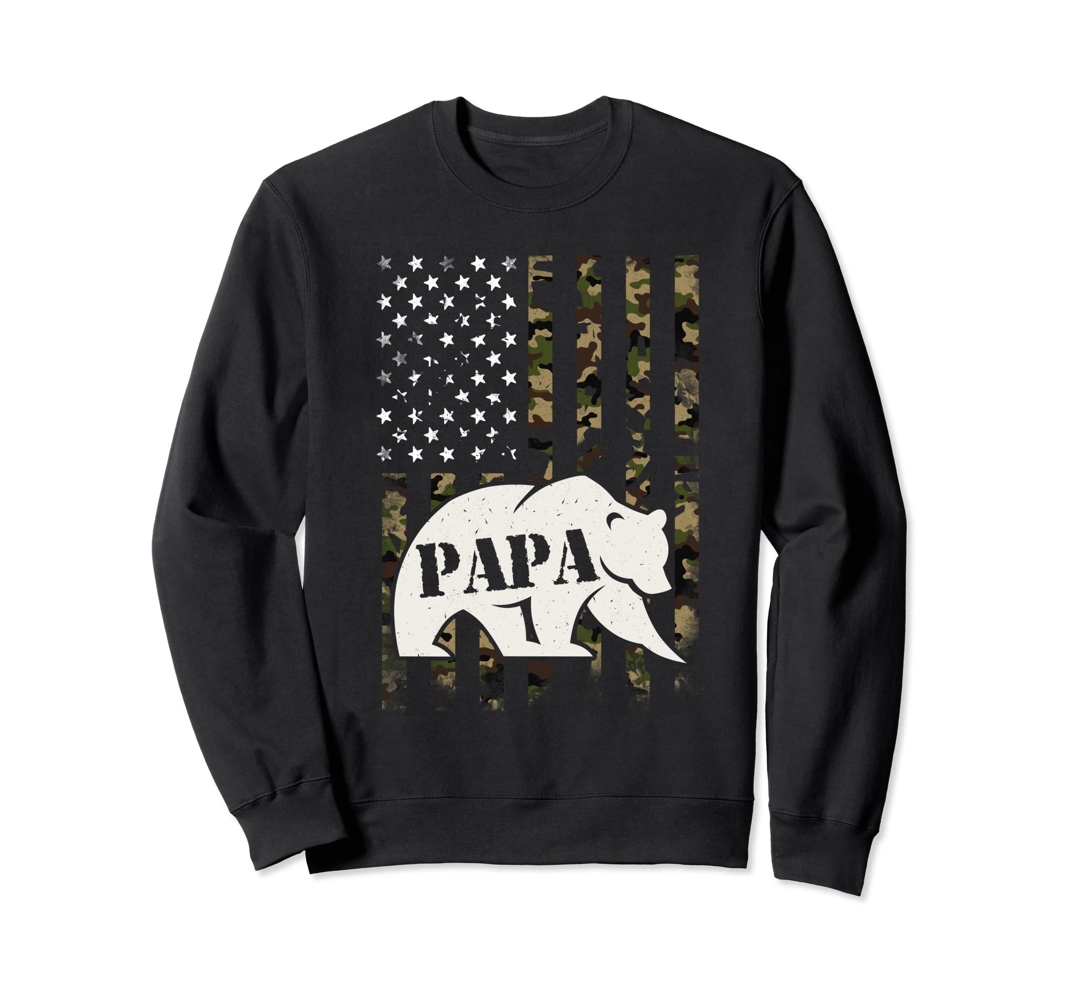 Mens Papa Bear Camouflage Usa American Sweatshirt - Novelty Apparel Unisex - T-Shirt, Sweatshirt, Hoodie