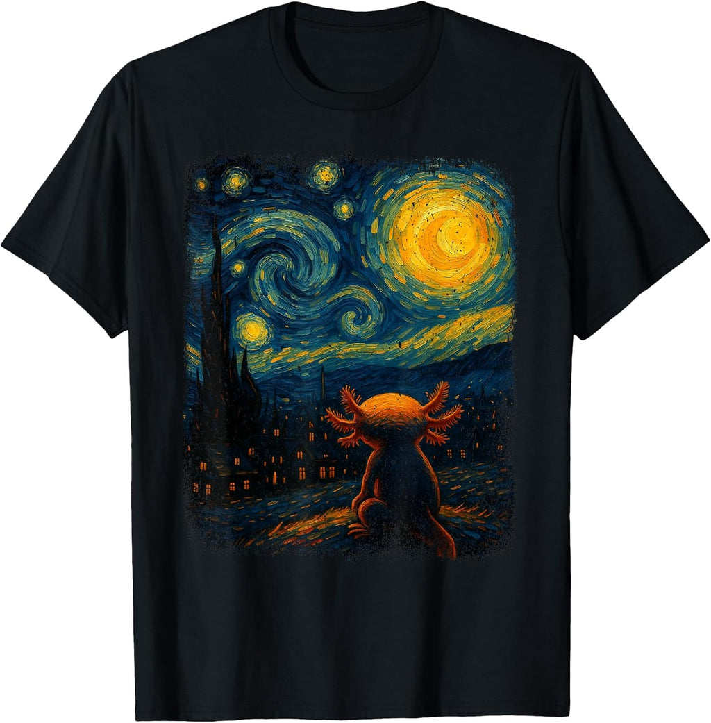 Axolotl Starry Night Van Gogh Art Gifts for Men Women - Adult & Kids T-Shirts, Sweatshirts & Hoodies apparel design preview 1