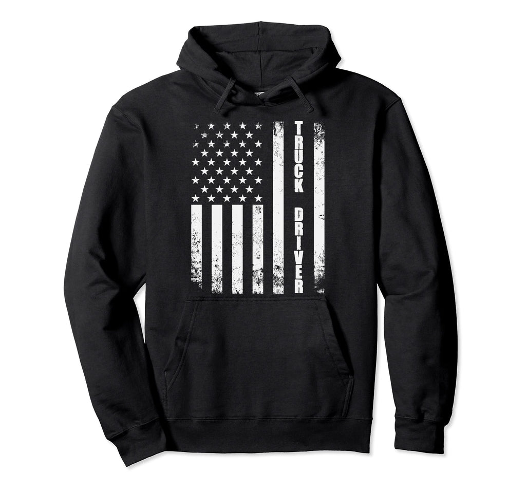 Truck Driver American Flag Usa Semi Hoodie - Unique Graphic Men Women - T-Shirt, Sweatshirt, Hoodie
