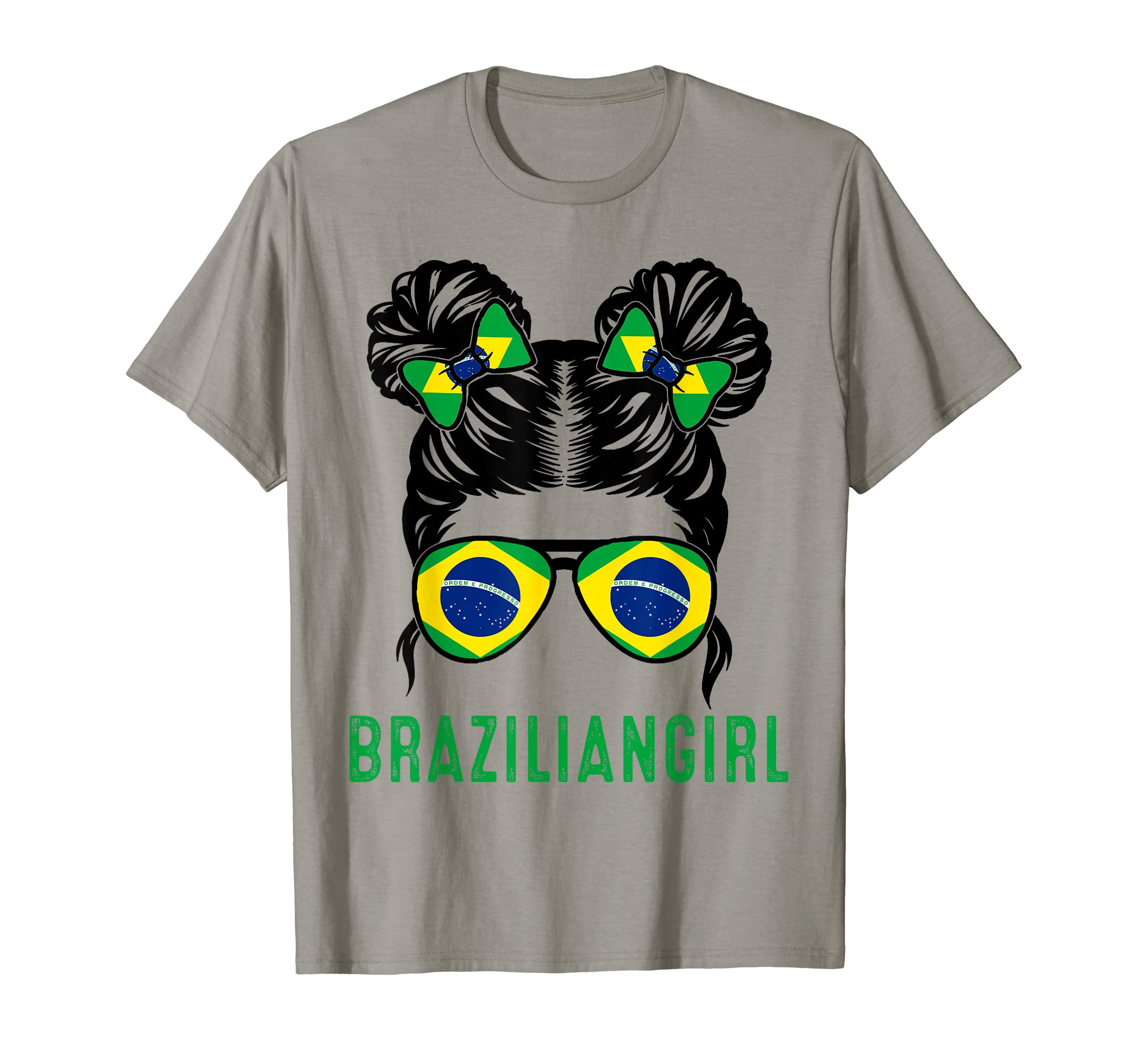 Chica Brazil Flag Brazilian Messy Bun T-Shirt - Custom Art Print Men Women - T-Shirt, Sweatshirt, Hoodie