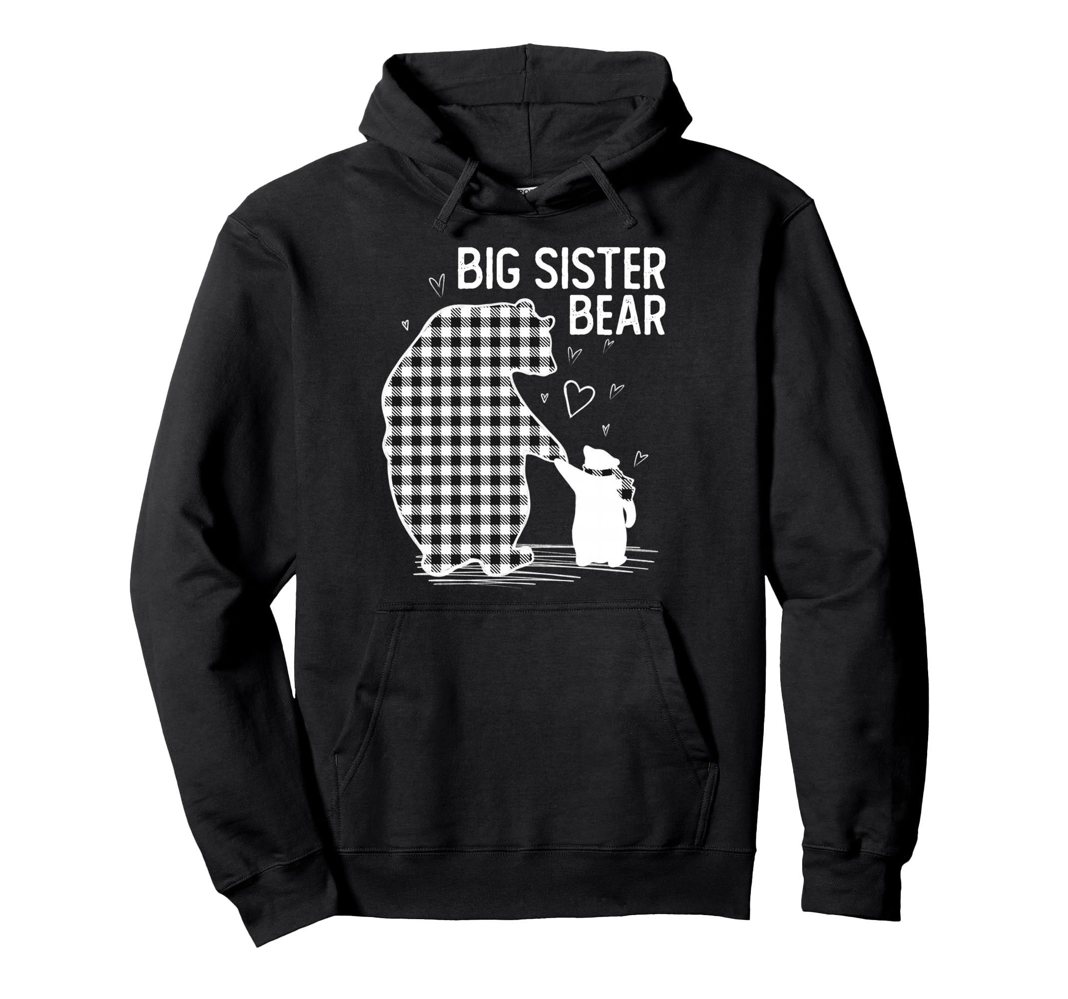 Big Sister Bear Pajama Grey Buffalo Plaid Hoodie - Aesthetic Graphic Unisex - T-Shirt, Sweatshirt, Hoodie