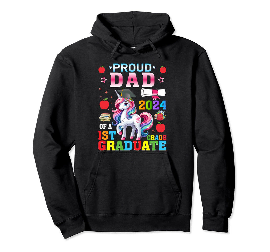 Proud Dad 2024 Graduate Unicorn Dad Hoodie - Aesthetic Graphic for Adults - T-Shirt, Sweatshirt, Hoodie