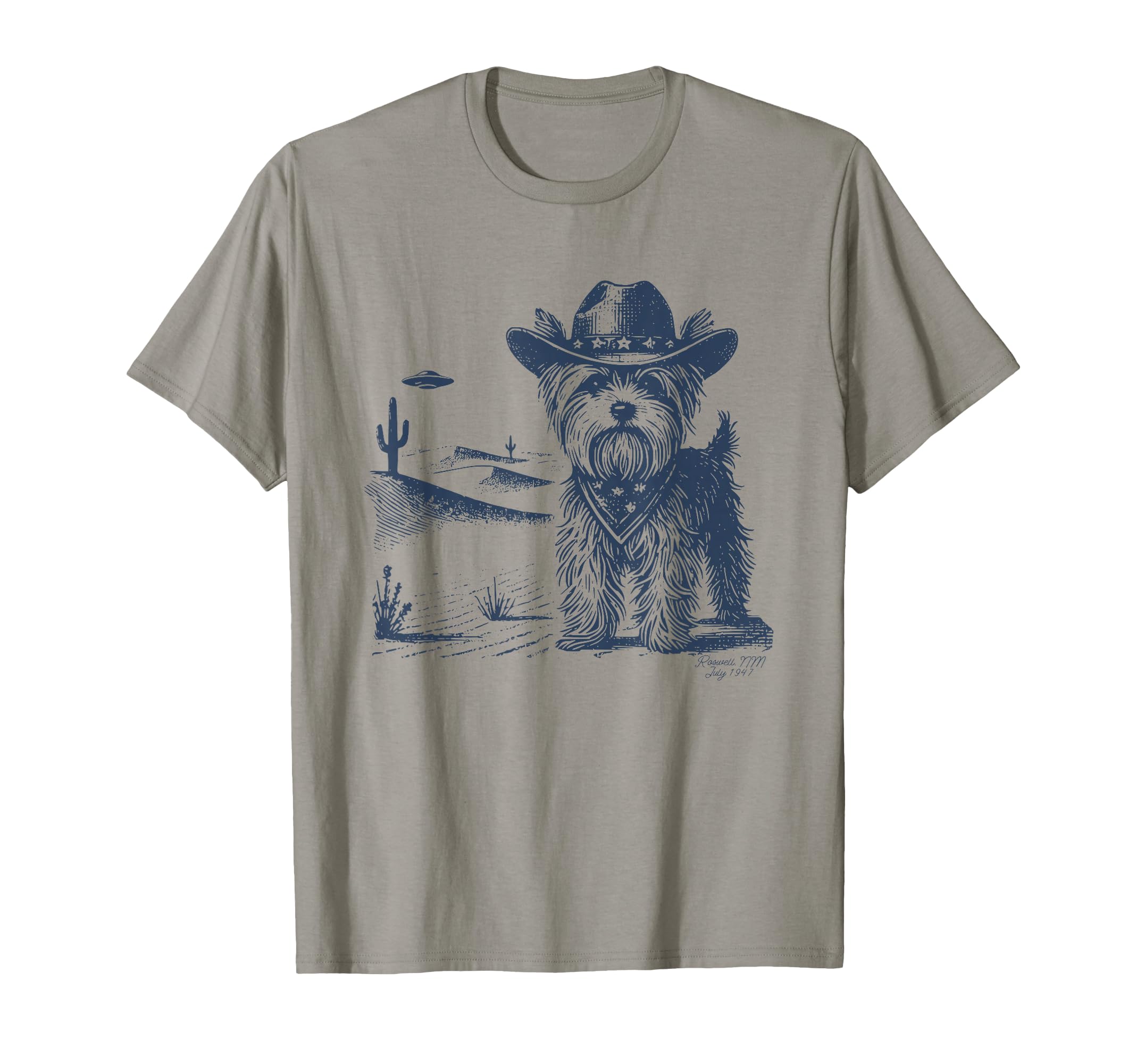 Yorkshire Terrier Cowboy Ufo Yorkie T-Shirt - Minimalist Print Men Women - T-Shirt, Sweatshirt, Hoodie