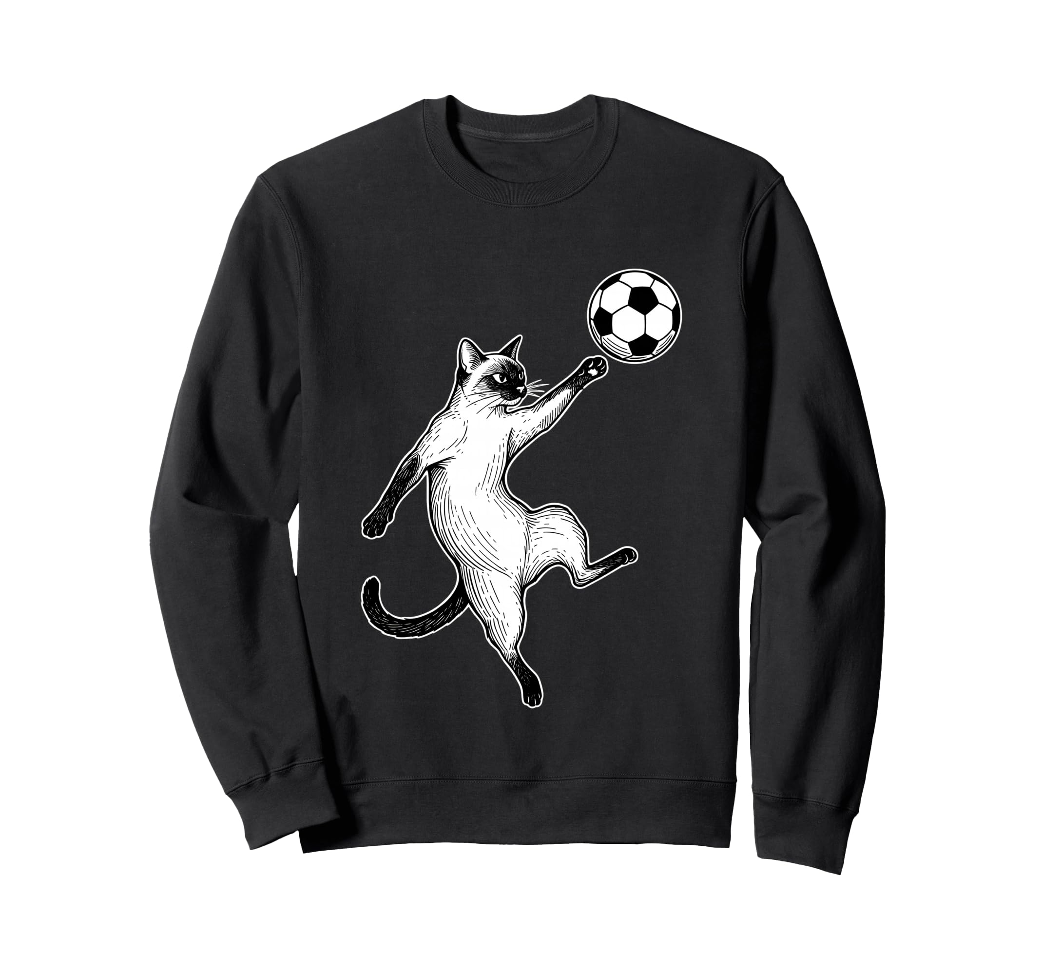 Soccer Siamese Cat Playing Ball Funny Sweatshirt - Trendy Graphic Unisex - T-Shirt, Sweatshirt, Hoodie