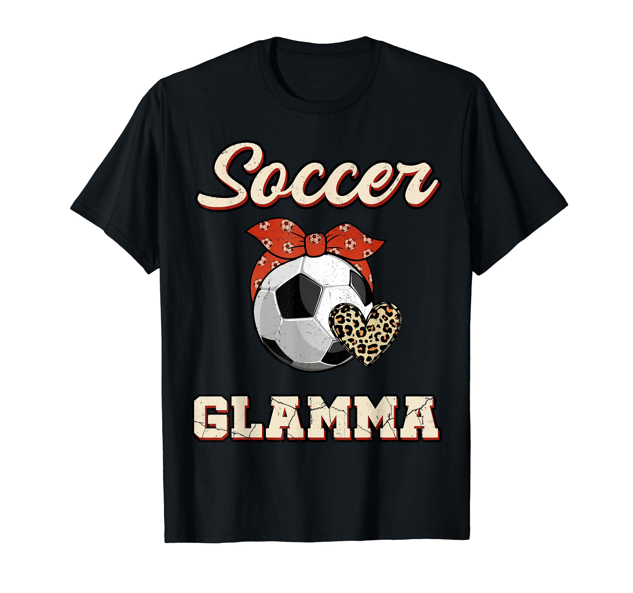 Soccer Glamma Bandana Leopard Heart T-Shirt - Minimalist Print Men Women - T-Shirt, Sweatshirt, Hoodie