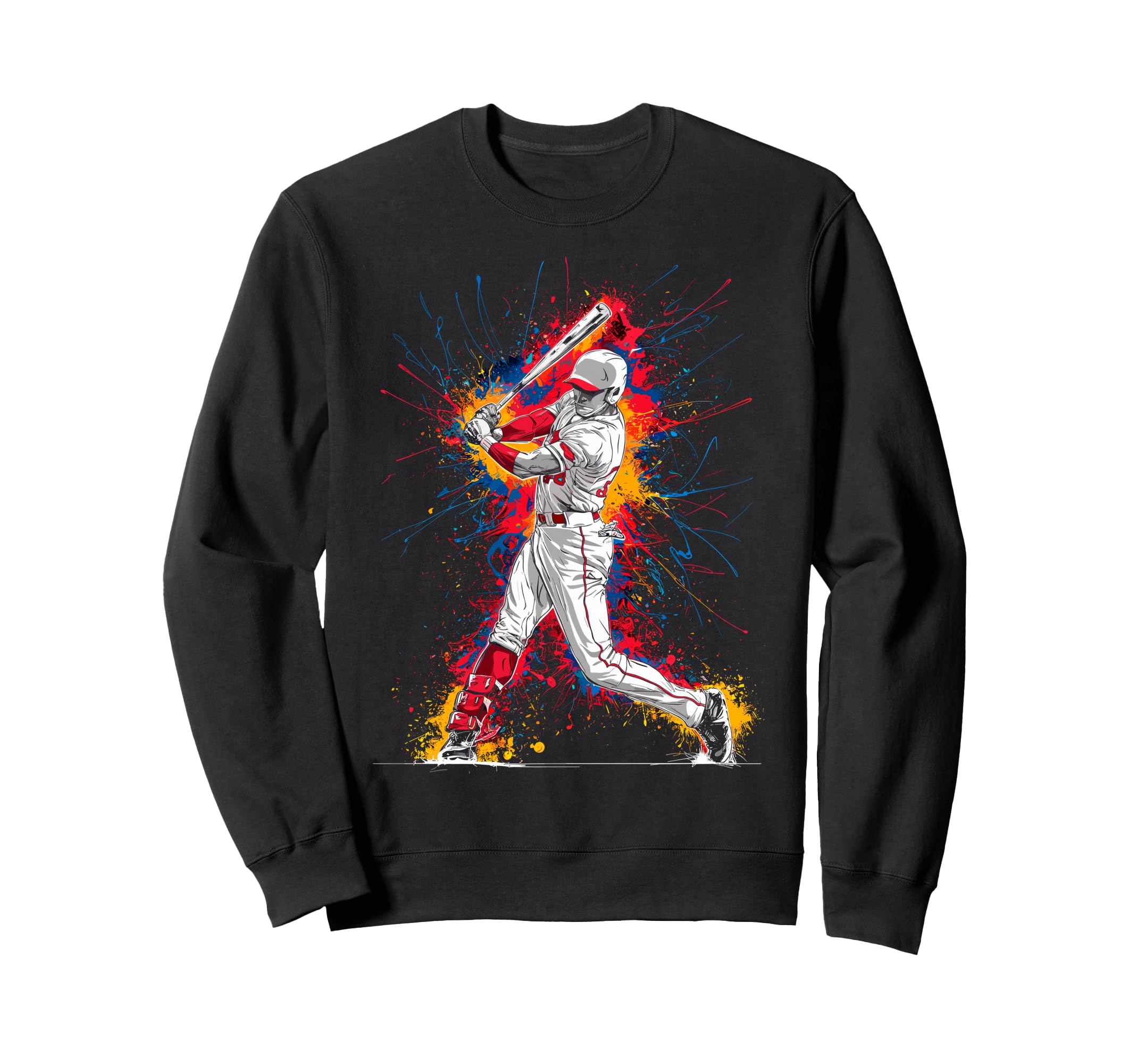 Paint Splash Baseball Player Coach Dad Sweatshirt - Unique Graphic Unisex - T-Shirt, Sweatshirt, Hoodie