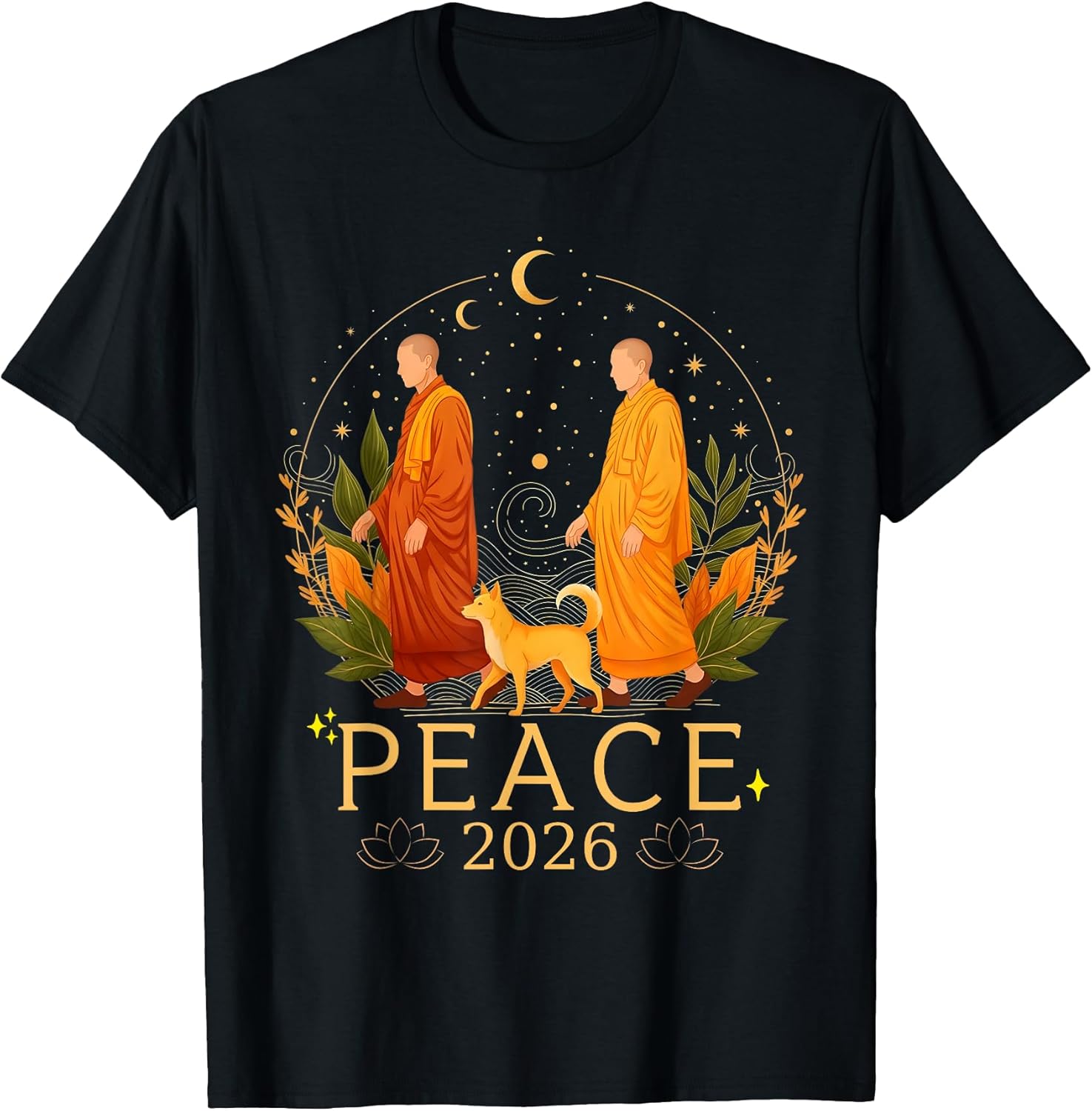 Walk for Peace Monks Journey 2026 with Dog Meditation - Adult & Kids T-Shirts, Sweatshirts & Hoodies apparel design preview 1