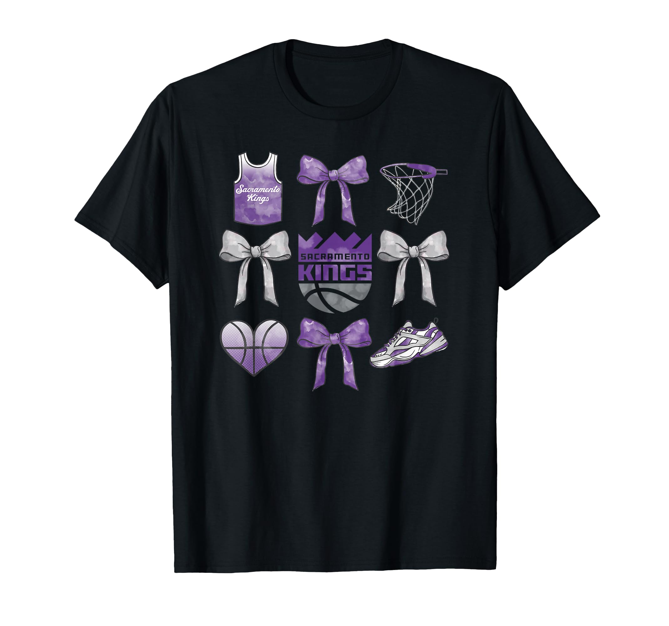 Nba Sacramento Kings Bow Grid T-Shirt - Custom Art Print for Adults - T-Shirt, Sweatshirt, Hoodie