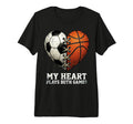 Soccer And Basketball Heart Dual Sport T-Shirt - Novelty Apparel Men Women - T-Shirt, Sweatshirt, Hoodie