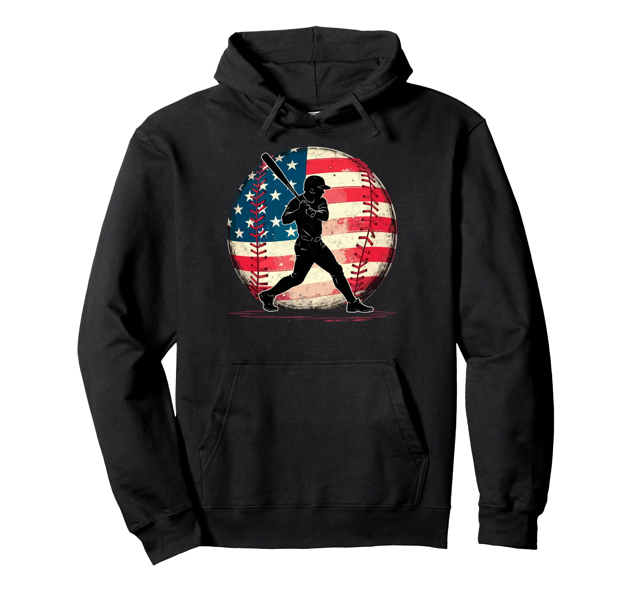 Baseball Us Flag Baseball Lover Dad Hoodie - Fun Novelty Design for Adults - T-Shirt, Sweatshirt, Hoodie