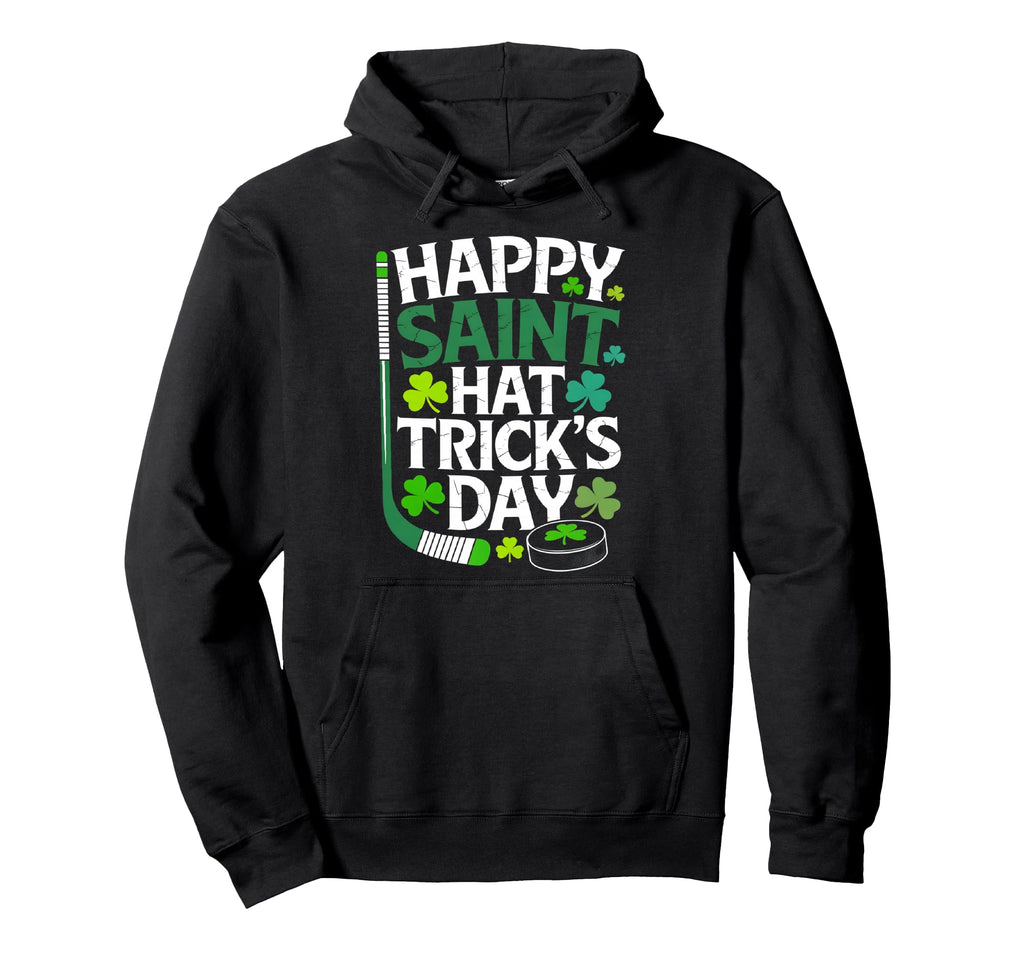 Happy Saint Hat Tricks Day Ice Hockey Hoodie - Minimalist Print for Adults - T-Shirt, Sweatshirt, Hoodie