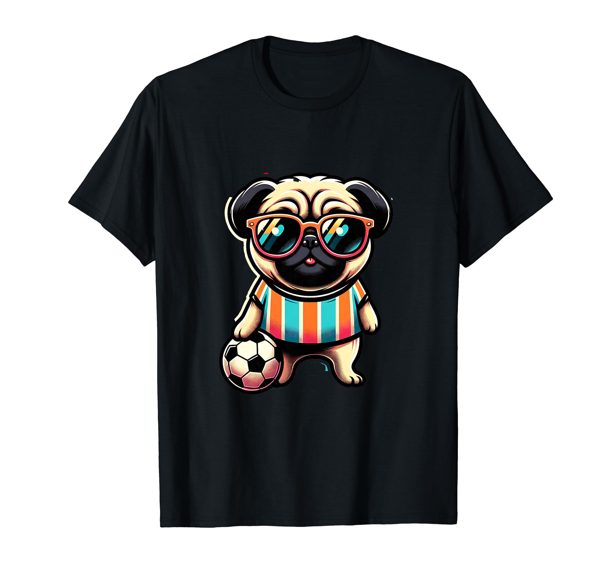 Pug Dog Soccer Champion Fan Ball T-Shirt - Custom Art Print Men Women - T-Shirt, Sweatshirt, Hoodie