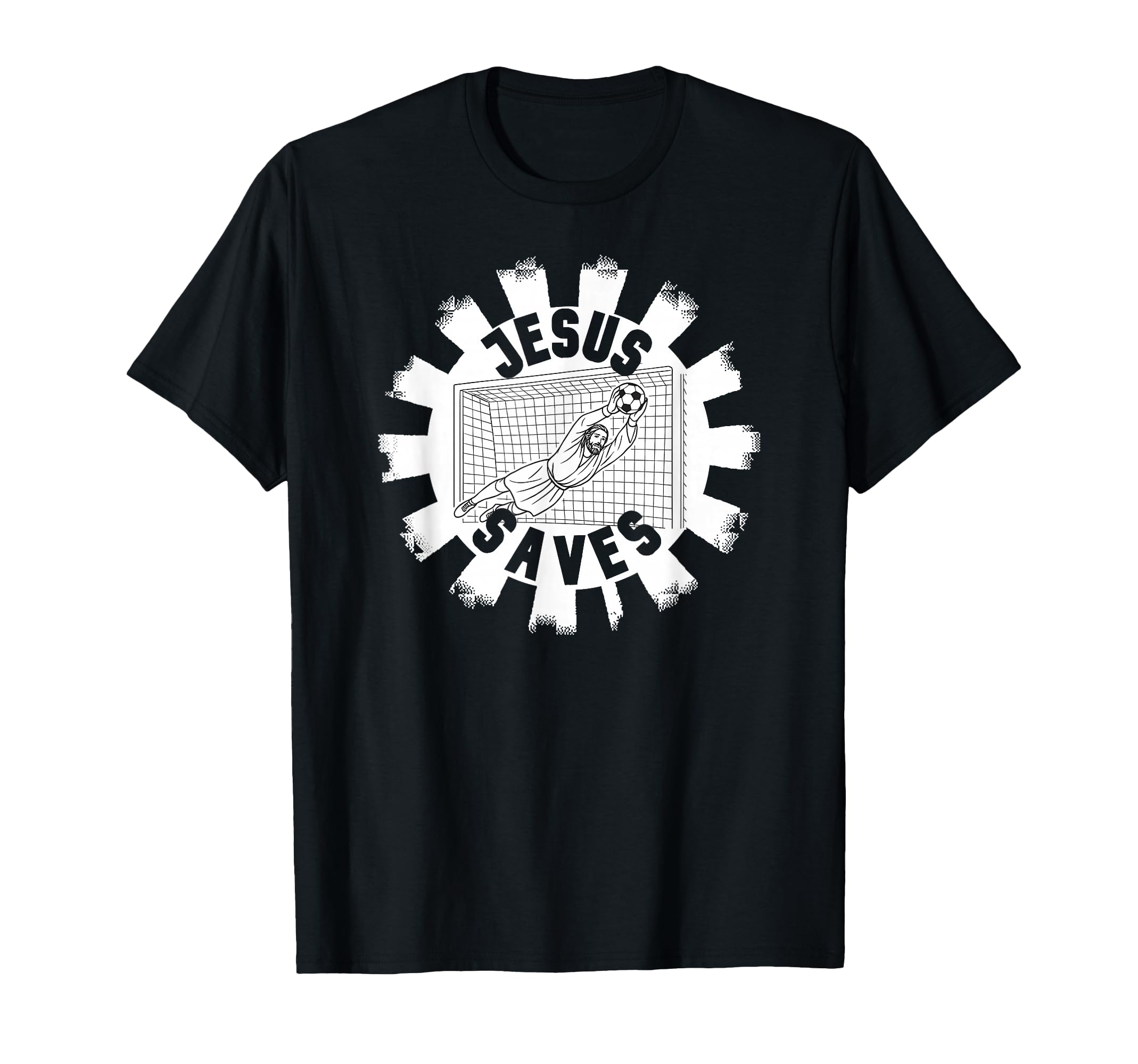 Soccer Parody Fans Jesus Saves T-Shirt - Graphic Print Men Women - T-Shirt, Sweatshirt, Hoodie