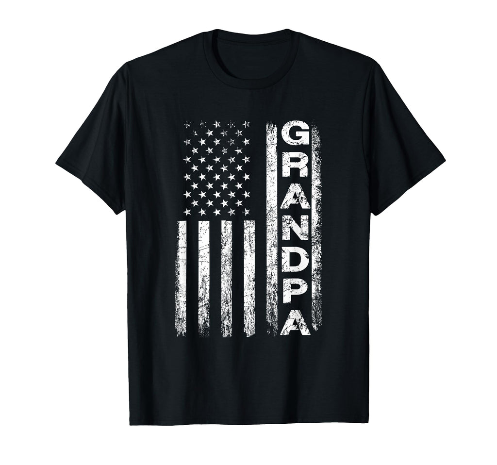 Grandpa American Flag Fathers Day T-Shirt - Casual Everyday Wear Men Women - T-Shirt, Sweatshirt, Hoodie