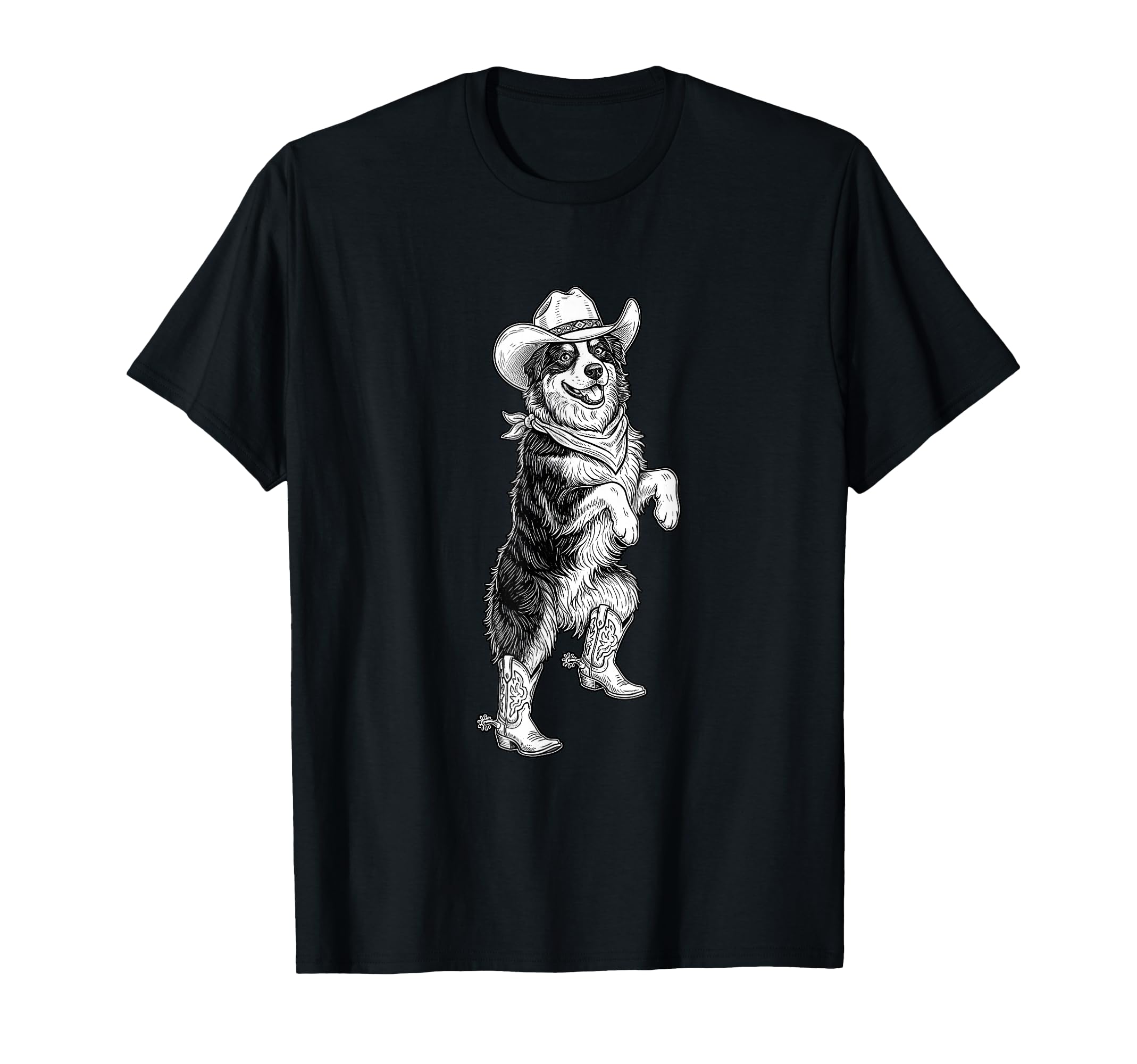 Howdy Australian Shepherd Cowboy T-Shirt - Graphic Print for Adults - T-Shirt, Sweatshirt, Hoodie