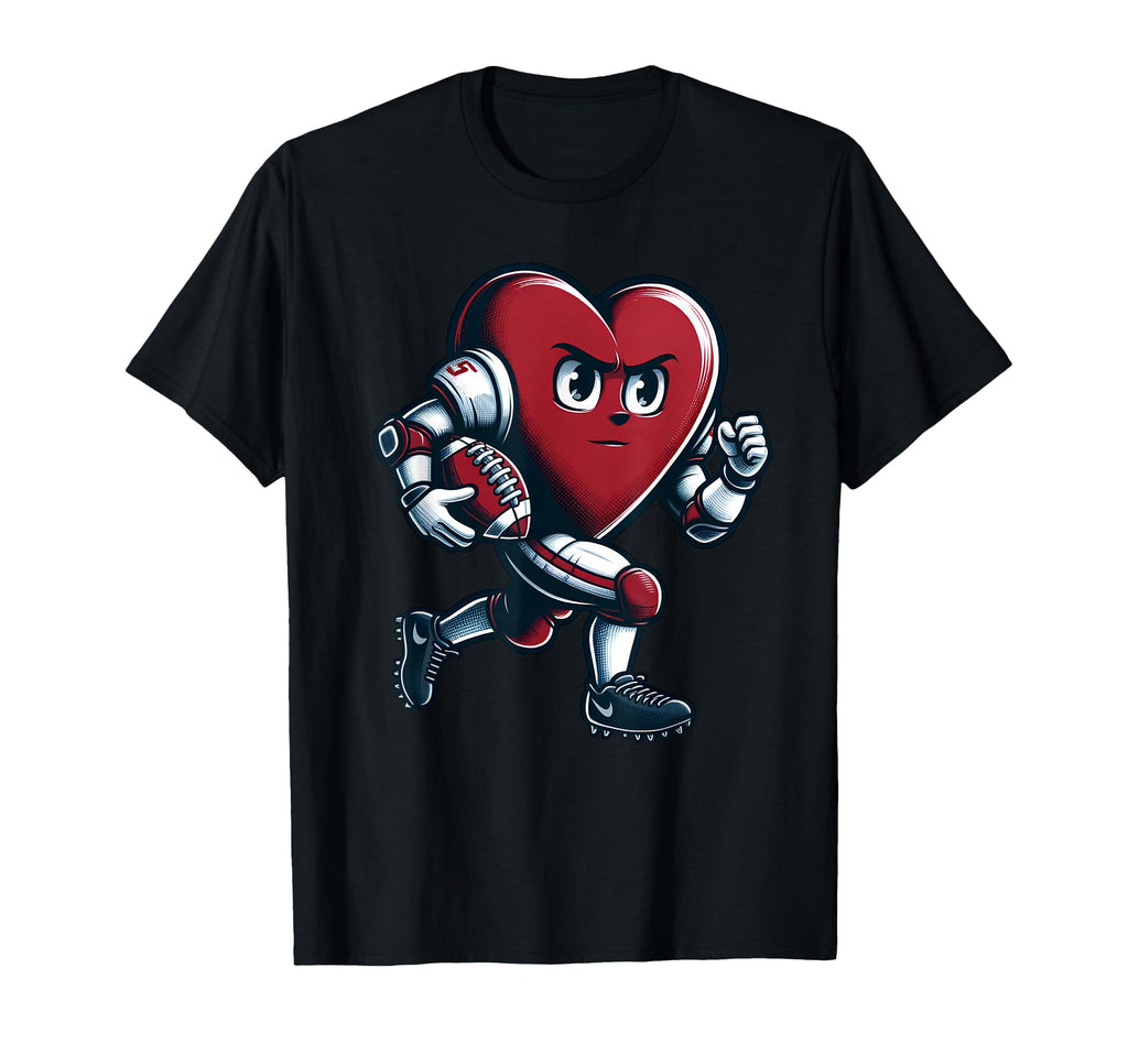 Valentines Day Heart Football Player T-Shirt - Trendy Graphic for Adults - T-Shirt, Sweatshirt, Hoodie
