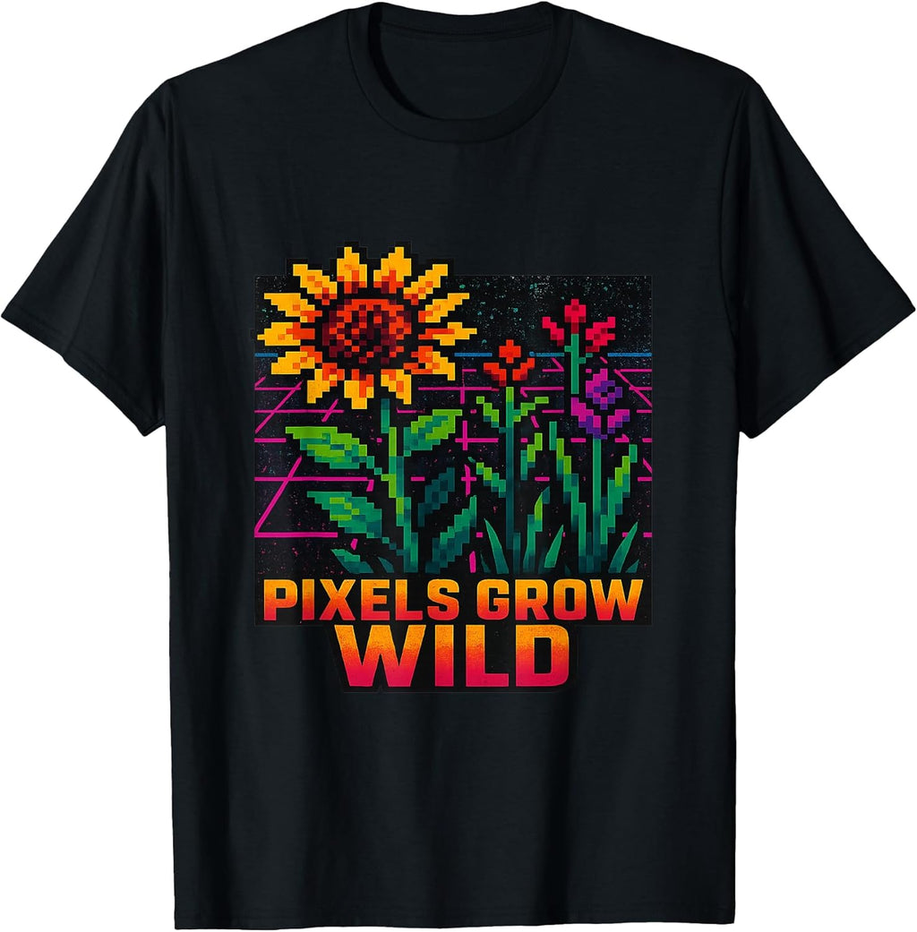 Pixel Art Flower Pixels Grow Wild Retro Garden Gamers - Adult & Kids T-Shirts, Sweatshirts & Hoodies apparel design preview 1