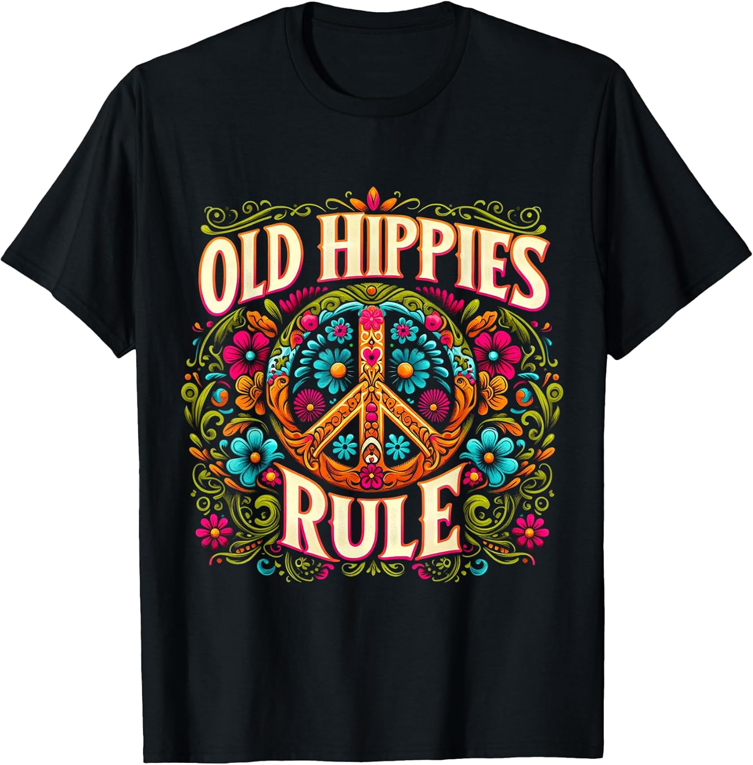 Vintage Old Hippies Rule Retro 60s 70s Hippie Costume - Adult & Kids T-Shirts, Sweatshirts & Hoodies apparel design preview 1