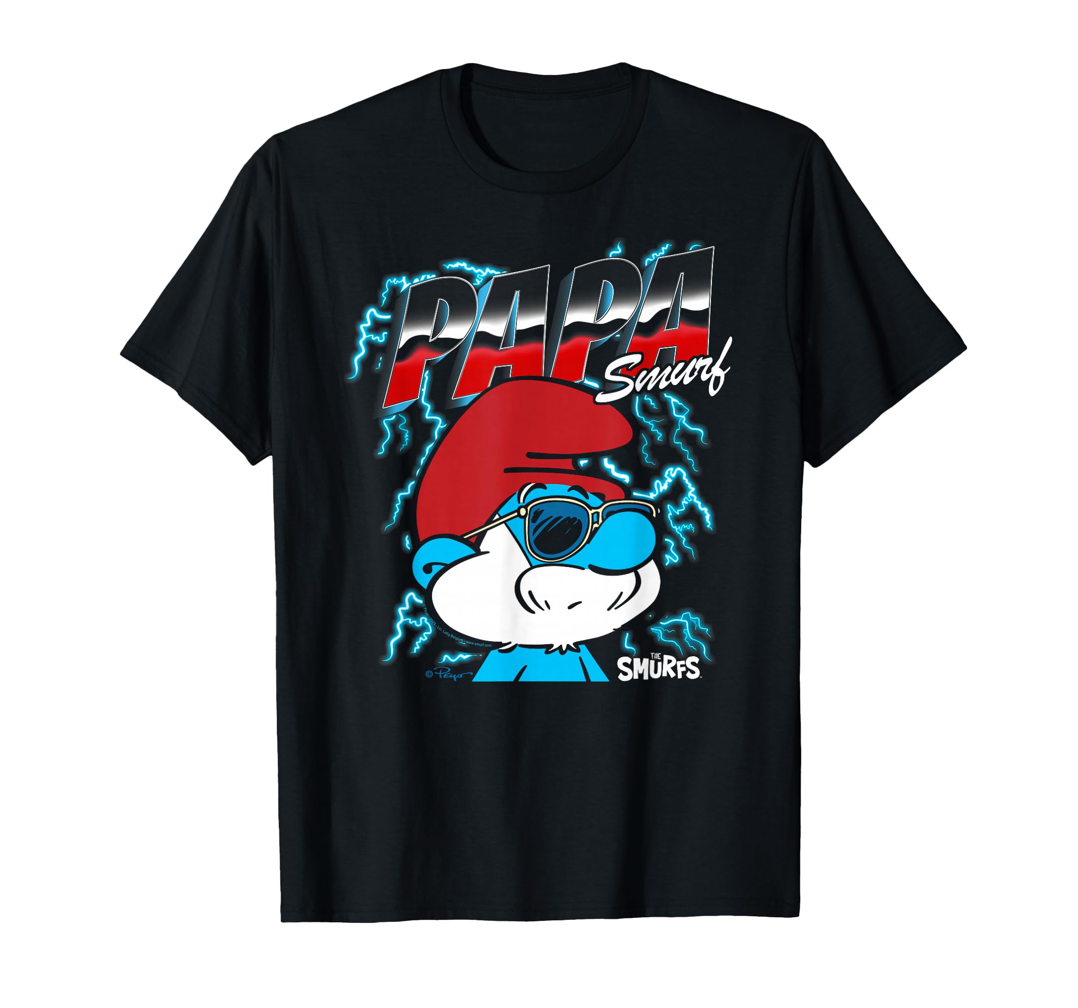 Smurfs Chrome And Lightning Papa T-Shirt - Fun Novelty Design Men Women - T-Shirt, Sweatshirt, Hoodie