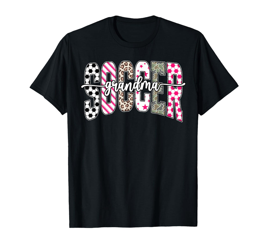 Soccer Grandma Game Day Stripes Leopard T-Shirt - Novelty Apparel Unisex - T-Shirt, Sweatshirt, Hoodie