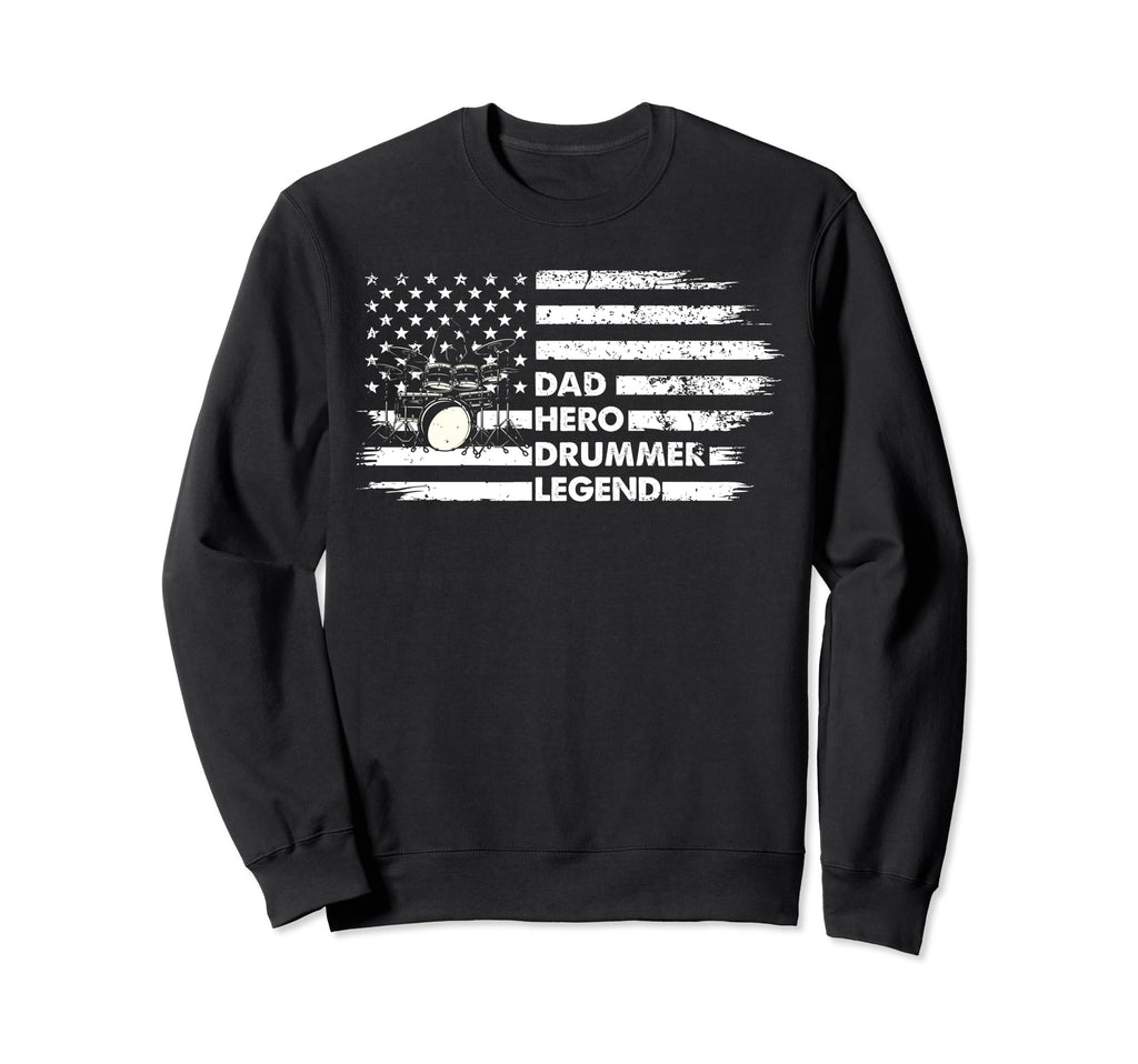 Distressed Drum Set Dad Hero Sweatshirt - Custom Art Print for Adults - T-Shirt, Sweatshirt, Hoodie