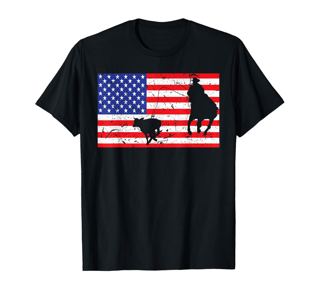 Distressed Roping Usa American Flag T-Shirt - Casual Everyday Wear Unisex - T-Shirt, Sweatshirt, Hoodie