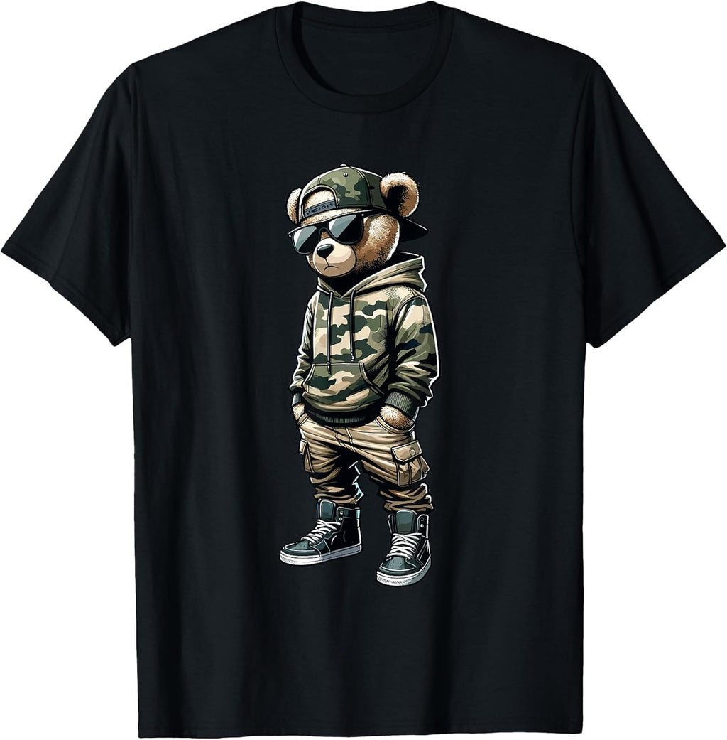 Camo Hip Hop Teddy Bear Cool Rapper Streetwear - Adult & Kids T-Shirts, Sweatshirts & Hoodies apparel design preview 1