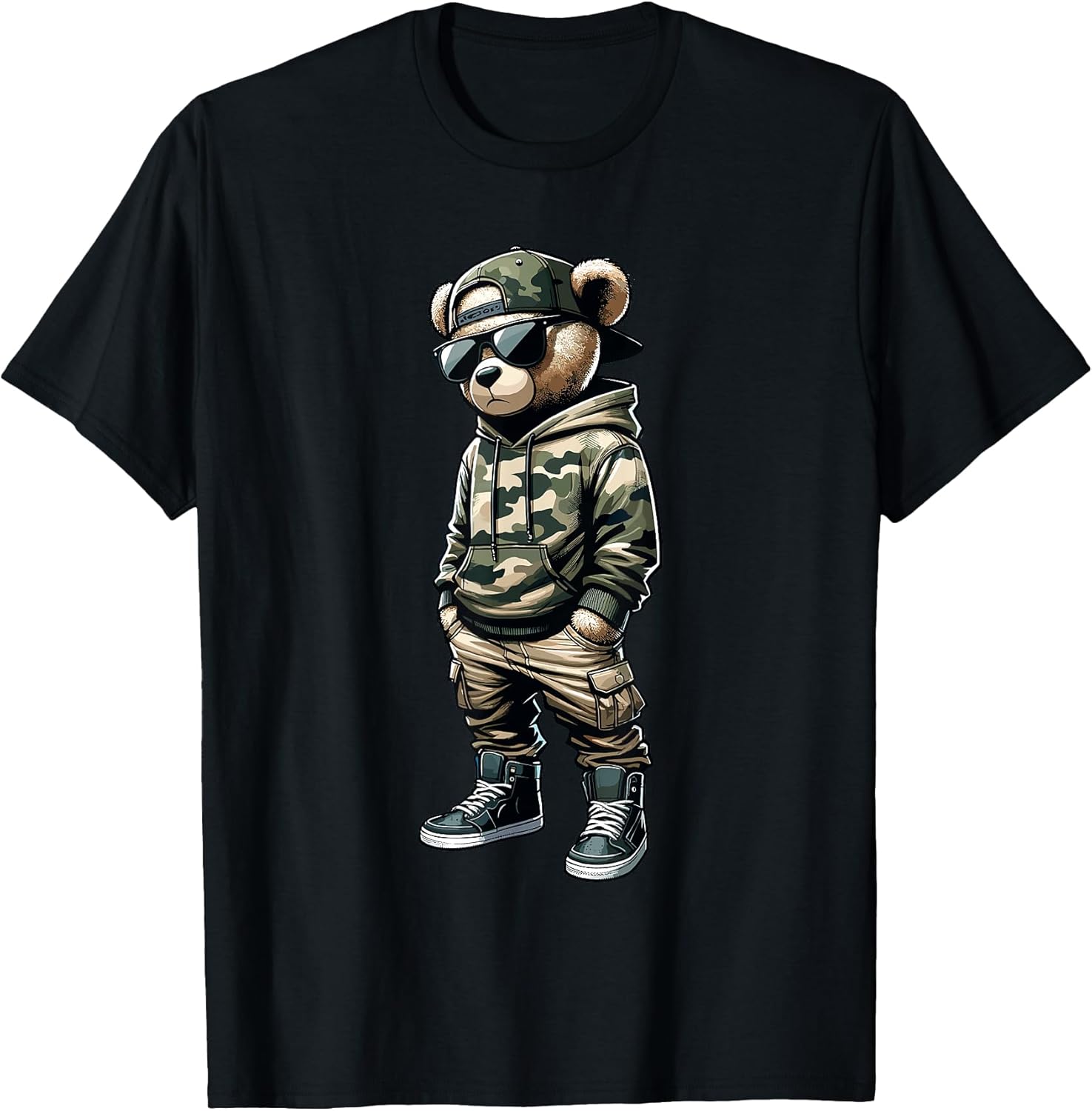 Camo Hip Hop Teddy Bear Cool Rapper Streetwear - Adult & Kids T-Shirts, Sweatshirts & Hoodies apparel design preview 1