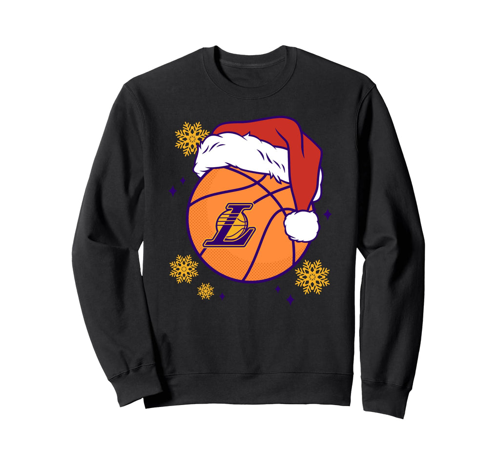 Nba Los Angeles Lakers Santa Hat Sweatshirt - Minimalist Print for Adults - T-Shirt, Sweatshirt, Hoodie