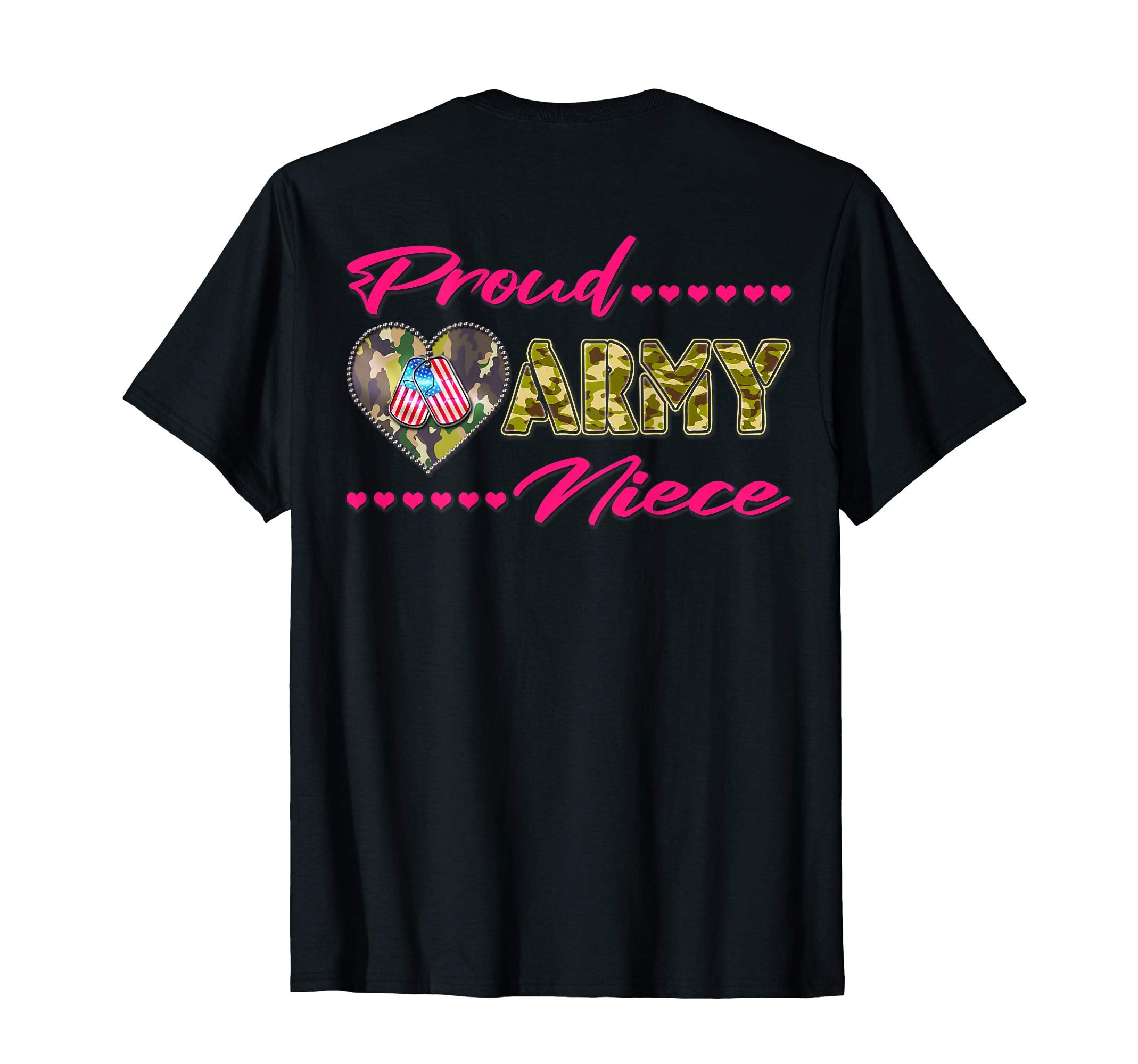 Proud Army Niece Camo Us Flag Dog T-Shirt - Casual Everyday Wear Men Women - T-Shirt, Sweatshirt, Hoodie