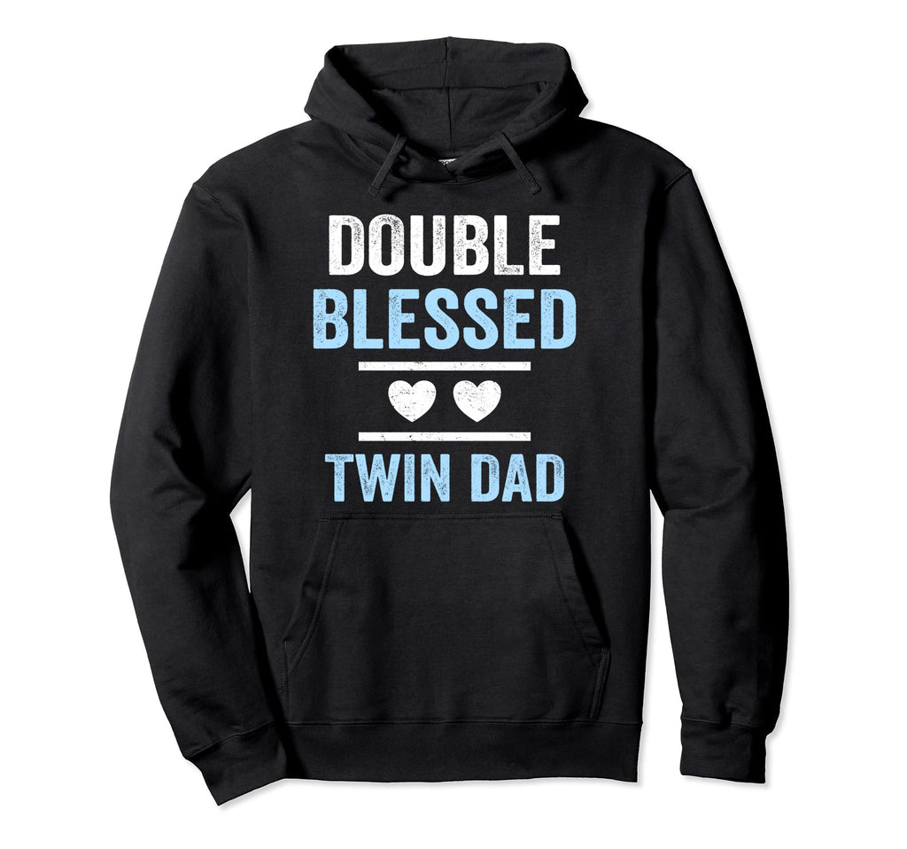 Double Blessed Twin Dad Twin Papa Father Hoodie - Minimalist Print Unisex - T-Shirt, Sweatshirt, Hoodie