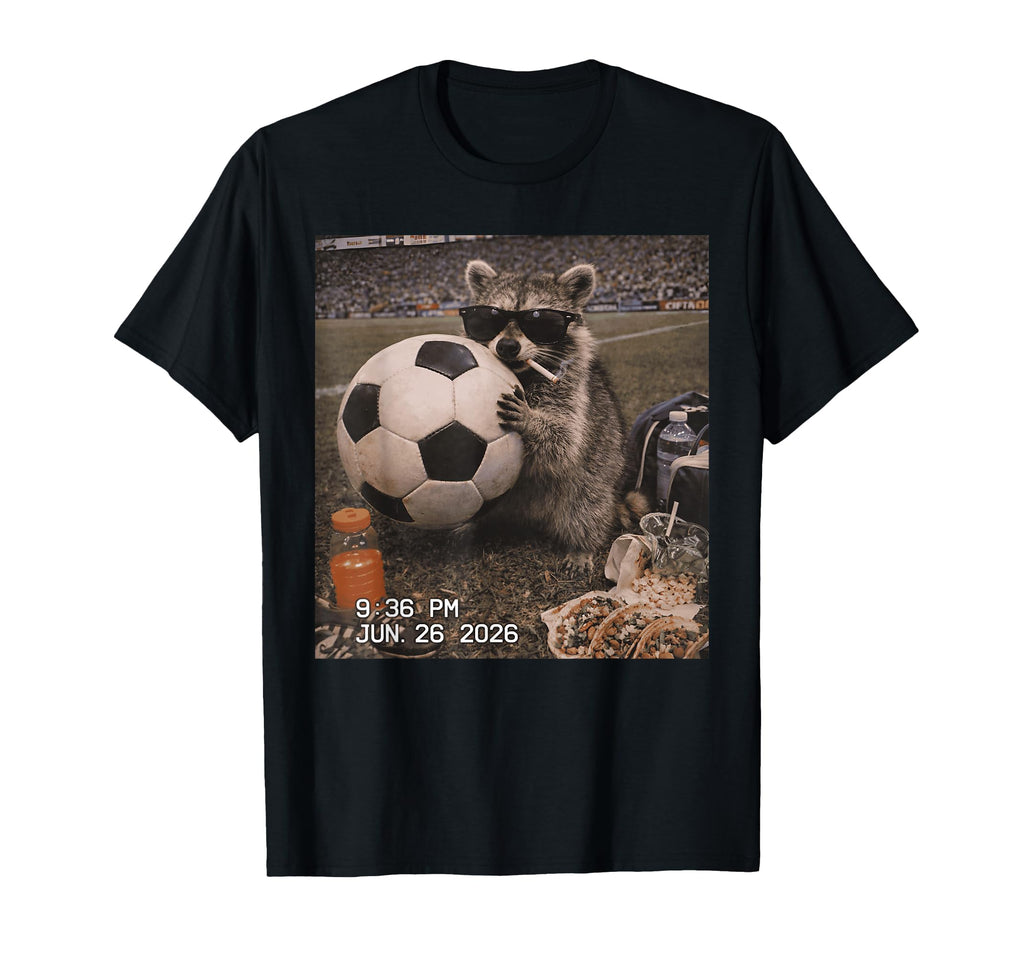 Funny Raccoon Soccer Fan Smoking T-Shirt - Aesthetic Graphic Unisex - T-Shirt, Sweatshirt, Hoodie