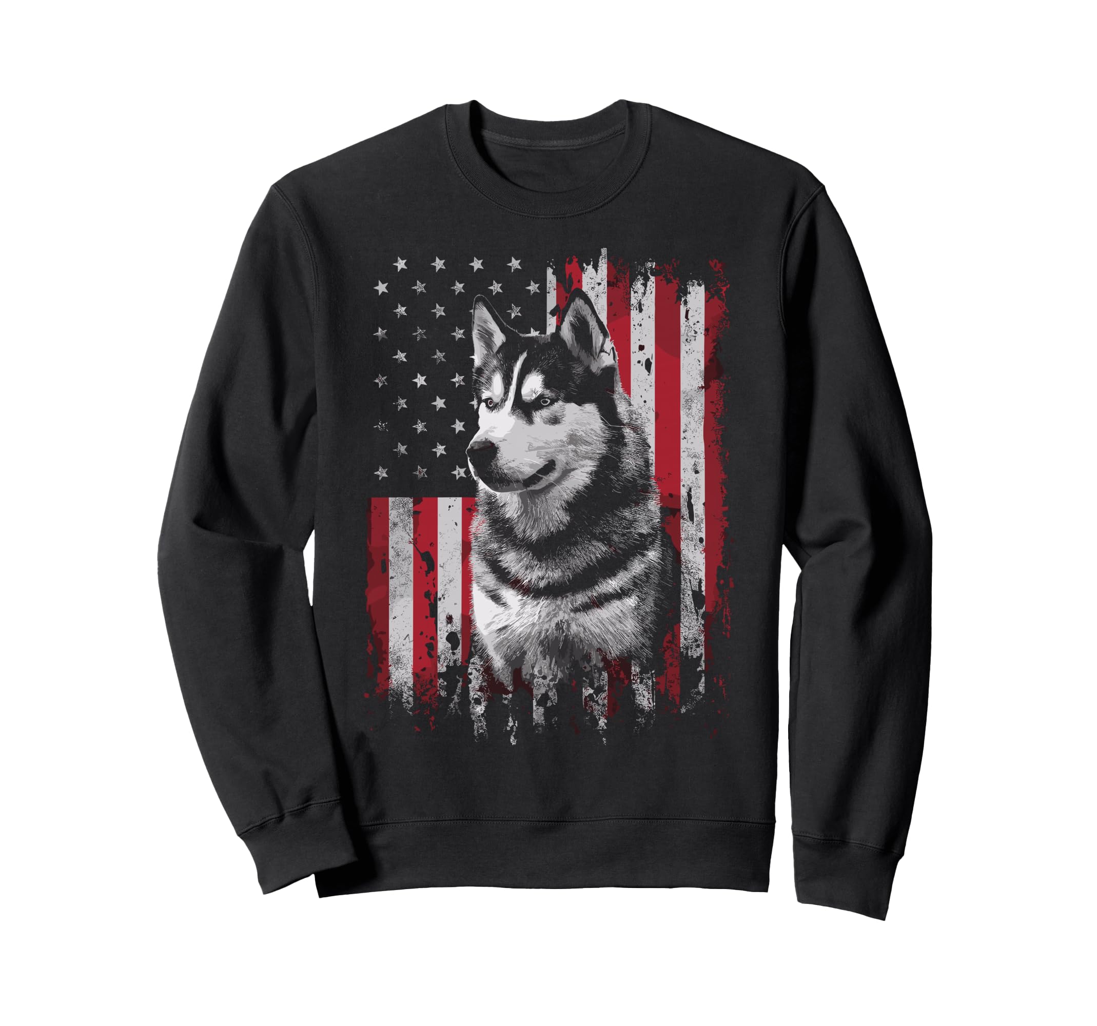 Siberian Husky Dog Dad Mom America Sweatshirt - Unique Graphic for Adults - T-Shirt, Sweatshirt, Hoodie