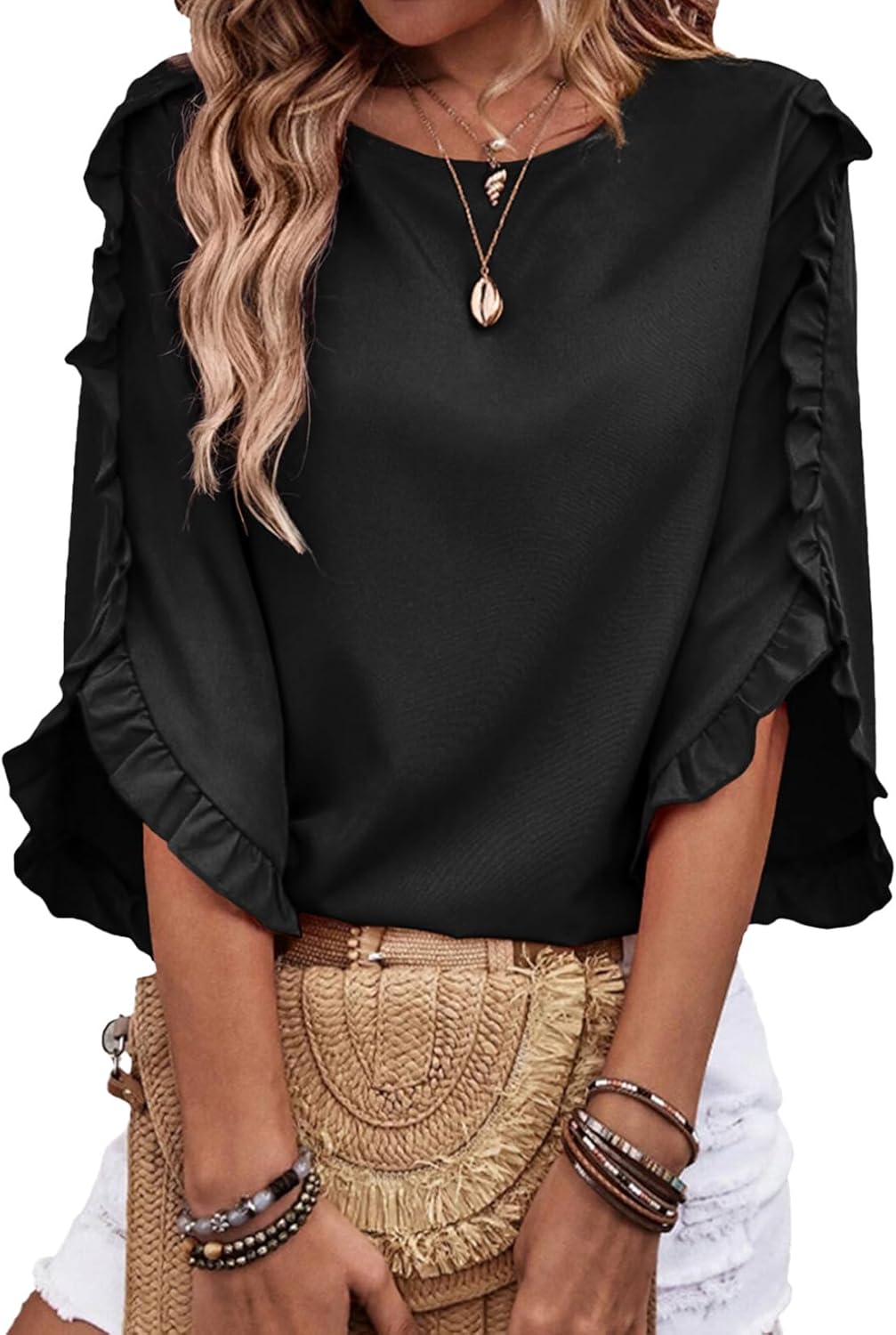 3/4 Length Sleeve Womens Tops Dressy Casual Blouses - Adult & Kids T-Shirts, Sweatshirts & Hoodies apparel design preview 1