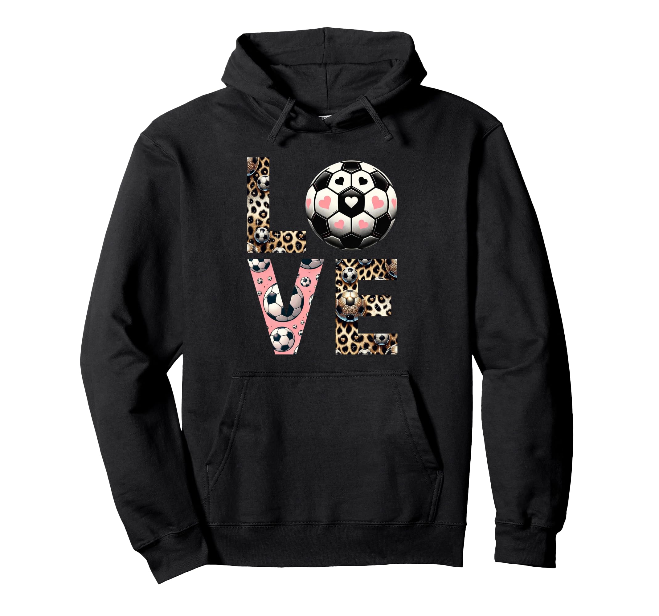 Love Soccer Leopard Soccer Player Hoodie - Streetwear Style for Adults - T-Shirt, Sweatshirt, Hoodie