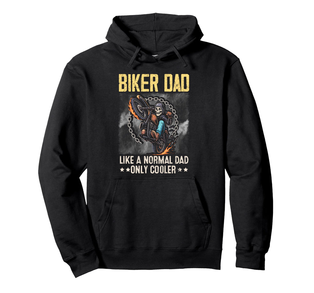 Biker Dad Motorcycle Father Day Skeleton Hoodie - Graphic Print Men Women - T-Shirt, Sweatshirt, Hoodie