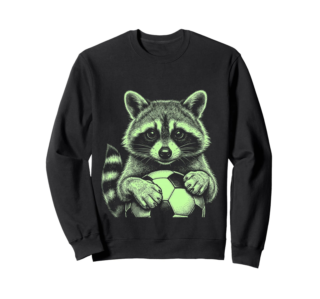 Soccer Fan Engraved Raccoon Playing Sweatshirt - Novelty Apparel Men Women - T-Shirt, Sweatshirt, Hoodie