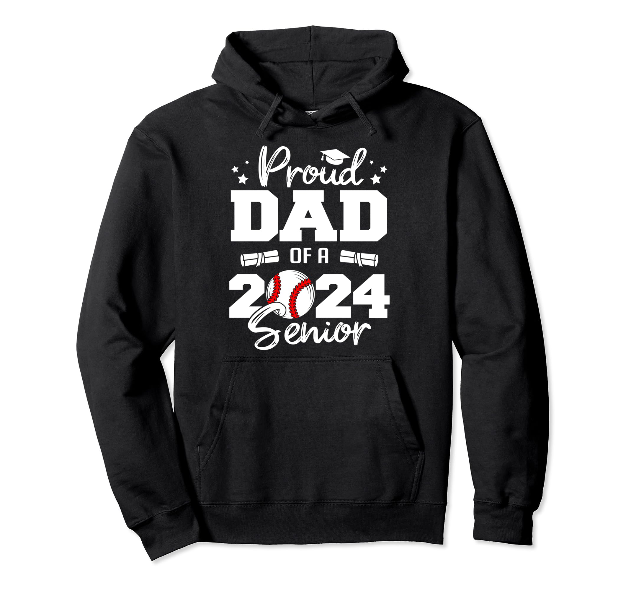 Proud Dad 2024 Senior Funny Baseball Hoodie - Minimalist Print for Adults - T-Shirt, Sweatshirt, Hoodie