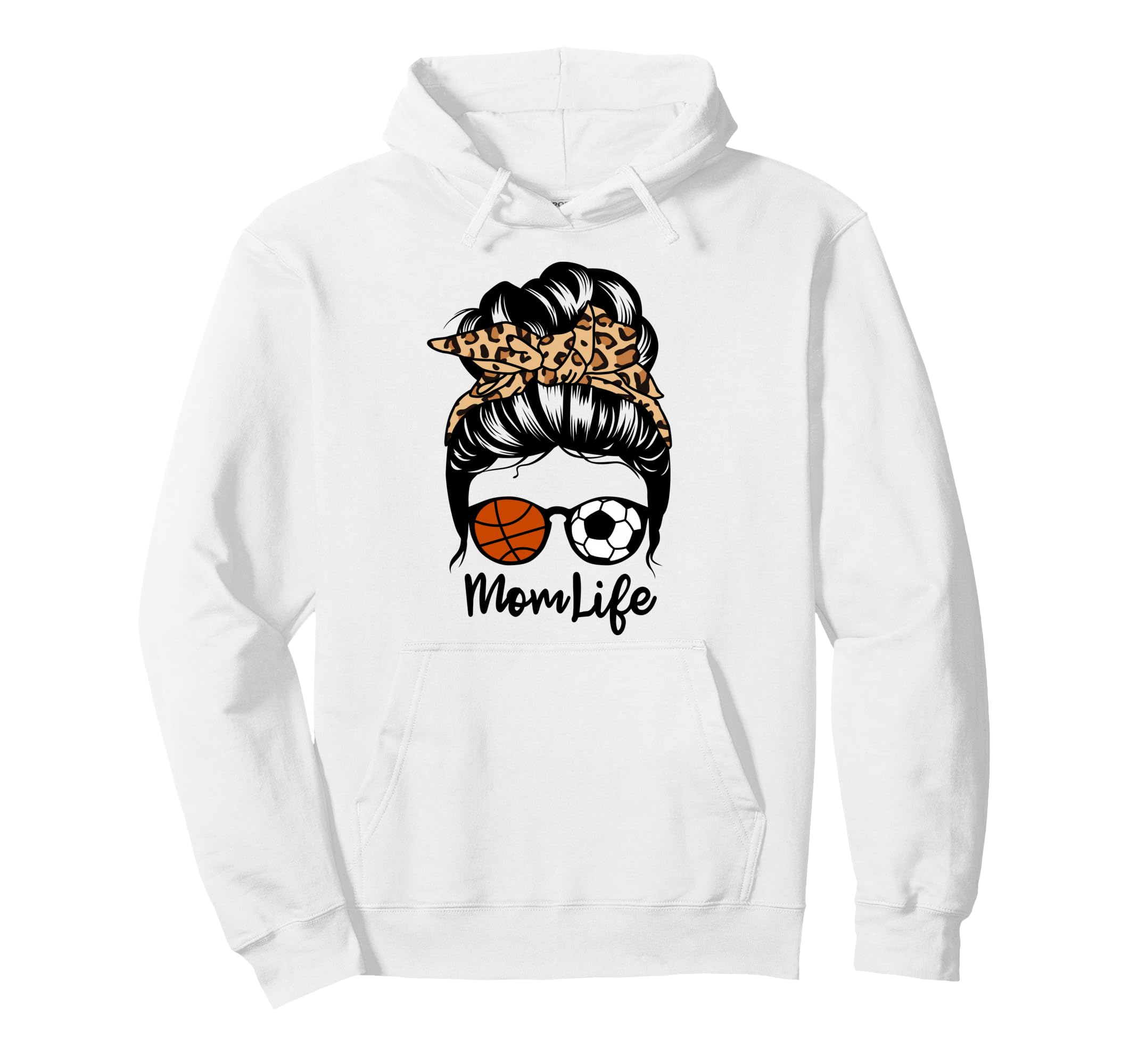 Mom Life Messy Bun Hair Funny Soccer Hoodie - Unique Graphic Unisex - T-Shirt, Sweatshirt, Hoodie