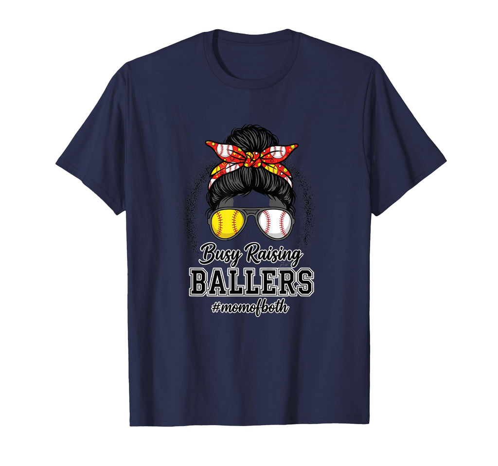 Mom Busy Raising Ballers Mom Both T-Shirt - Minimalist Print for Adults - T-Shirt, Sweatshirt, Hoodie