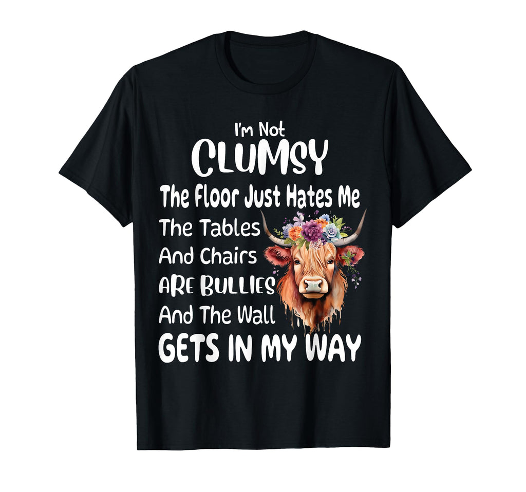 Funny Cow Im Not Clumsy Floor Just T-Shirt - Trendy Graphic for Adults - T-Shirt, Sweatshirt, Hoodie