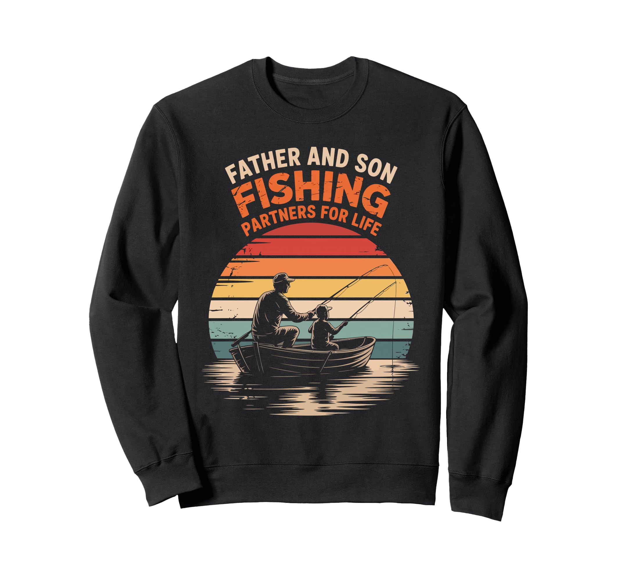 Sunset Fishing Dad And Son Fishing Sweatshirt - Novelty Apparel for Adults - T-Shirt, Sweatshirt, Hoodie